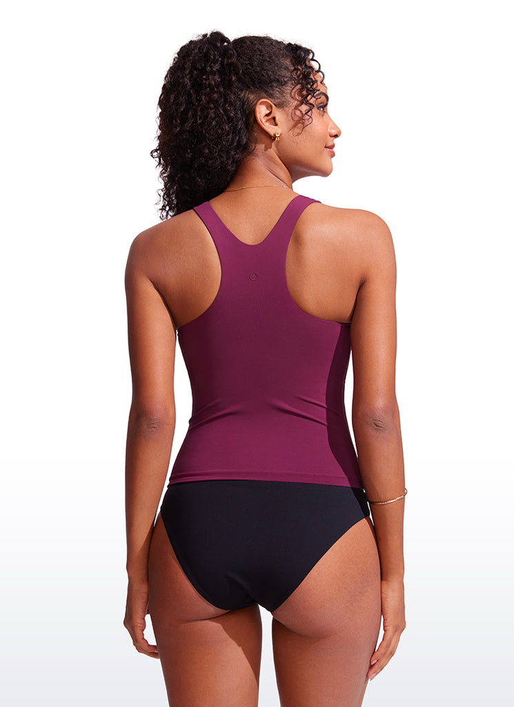 CRZ YOGA Women Racerback High Neck Tankini Tops Sporty Tank Fuchsia