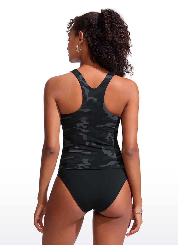 CRZ YOGA Women Racerback High Neck Tankini Tops Sporty Tank Fuchsia