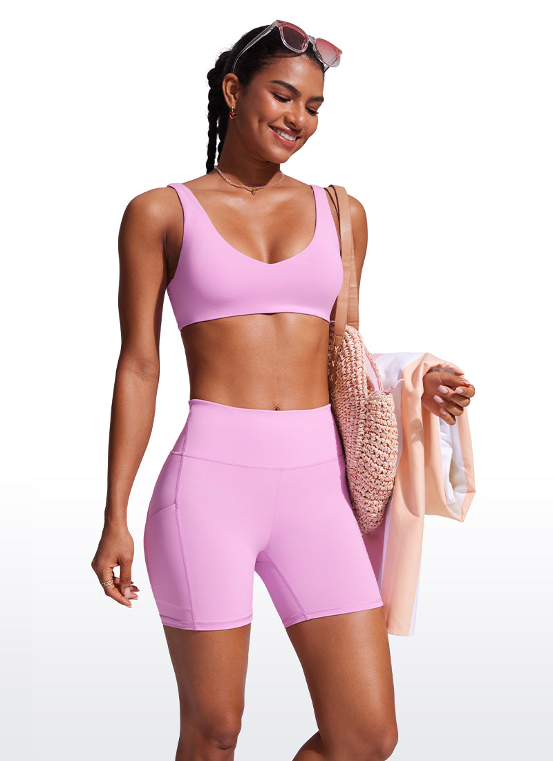 CRZ YOGA Women's Swim Board Shorts High Waisted Bathing Bottoms Waves Blue