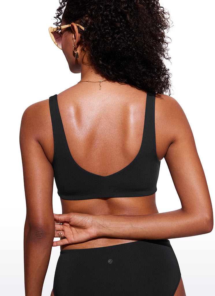 CRZ YOGA V Neck Bikini Padded Tops Swimsuit Black