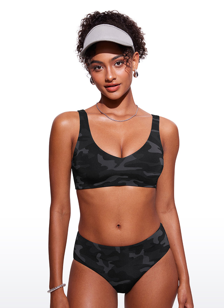 CRZ YOGA V Neck Bikini Padded Tops Swimsuit White