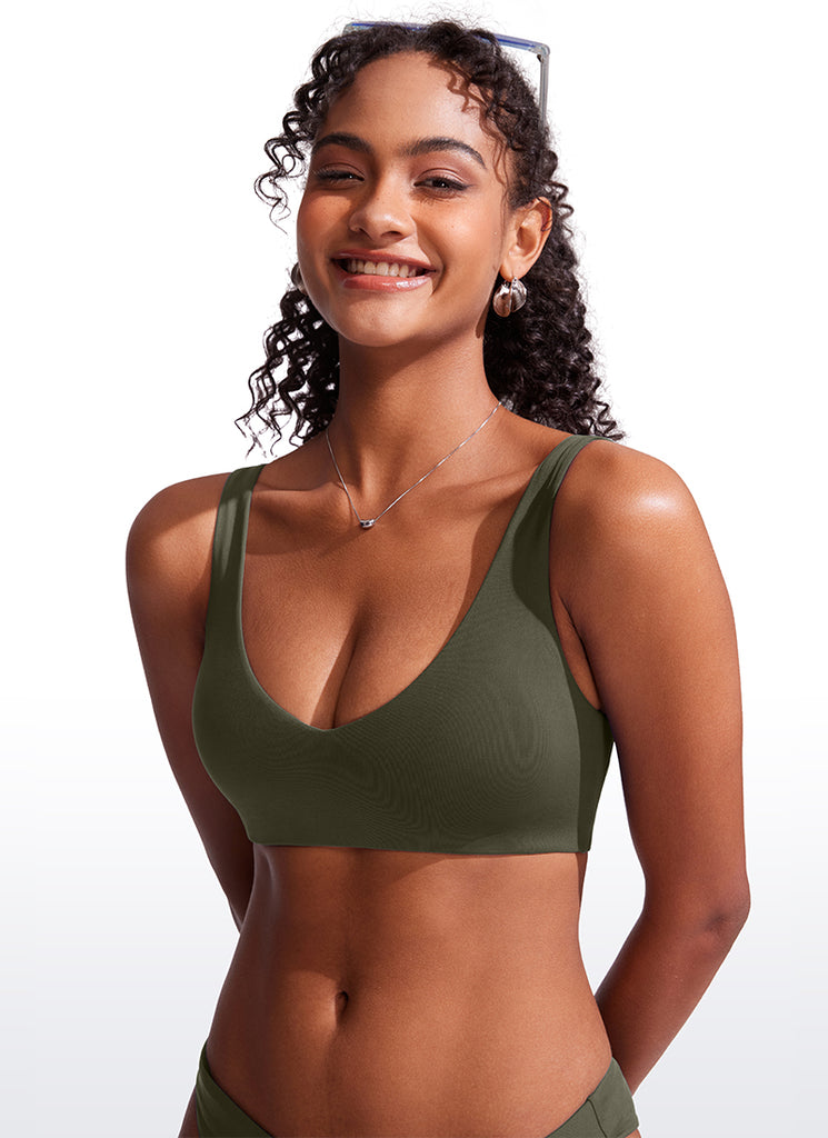 CRZ YOGA V Neck Bikini Padded Tops Swimsuit Granita Pink