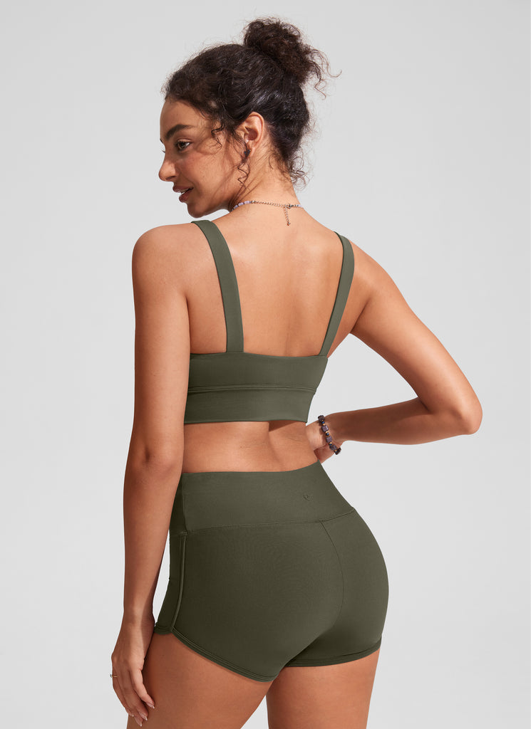 CRZ YOGA Women's Swimwear Tops Supportive Modest Swimsuit Bikini High Visibility Yellow