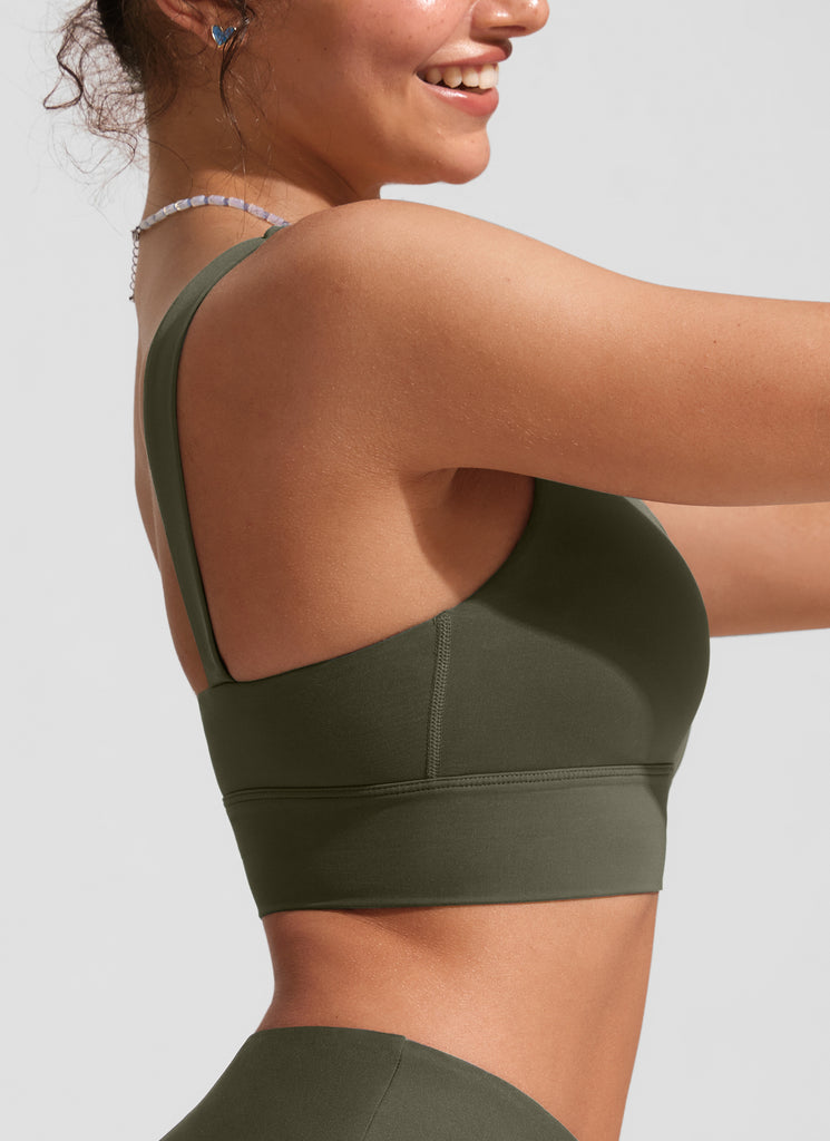 CRZ YOGA Women's Swimwear Tops Supportive Modest Swimsuit Bikini Sapphire Blue