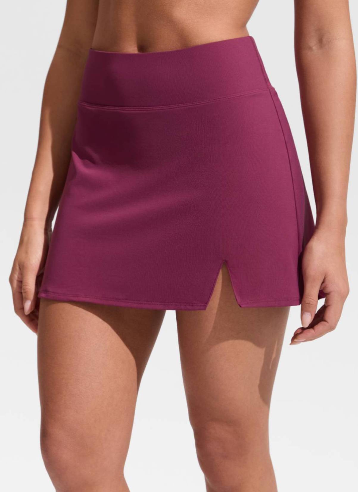 CRZ YOGA Women's Swimwear High Rise A Line Side Split Swim Skirts Fuchsia