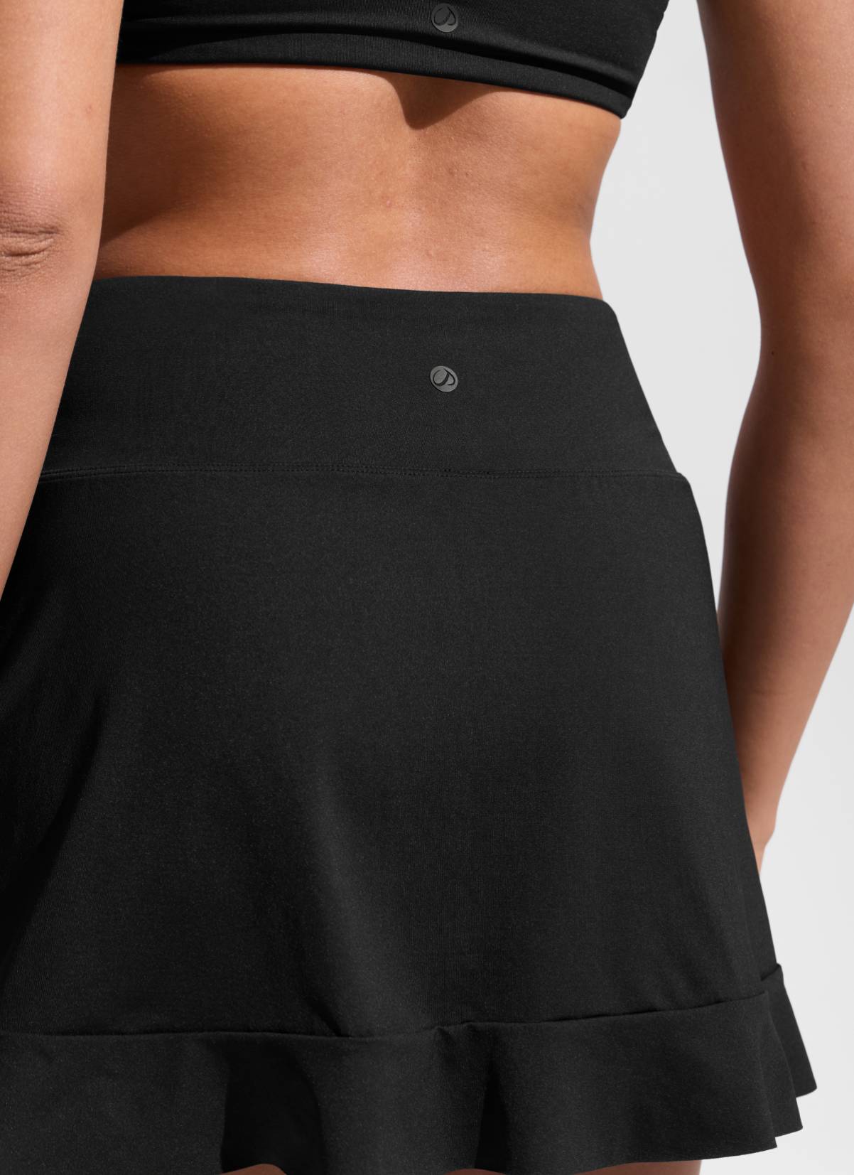 CRZ YOGA Women's Swimwear High Rise Built-in Brief Ruffle Swim Skirts Black