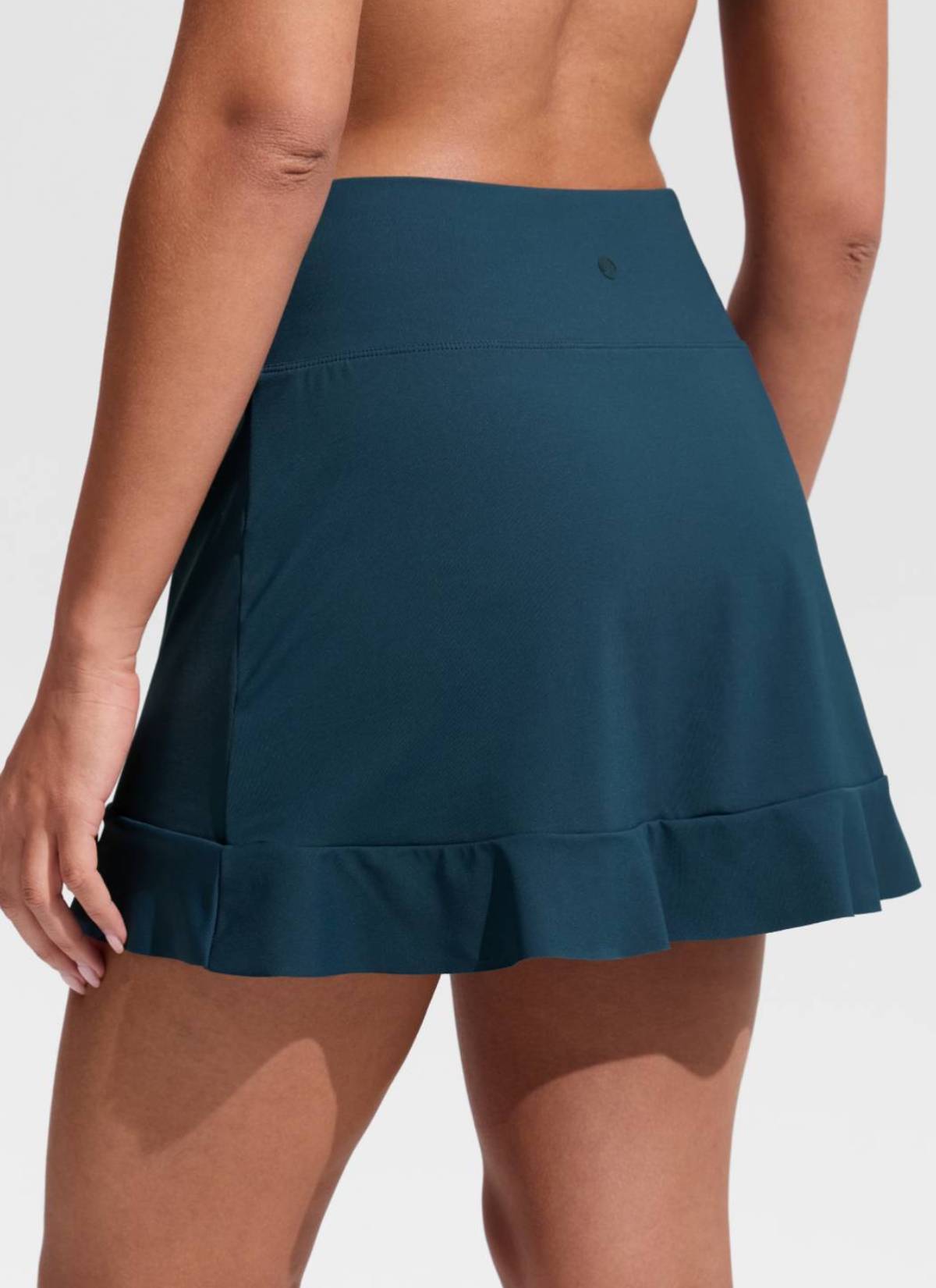CRZ YOGA Women's Swimwear High Rise Built-in Brief Ruffle Swim Skirts Insignia Blue