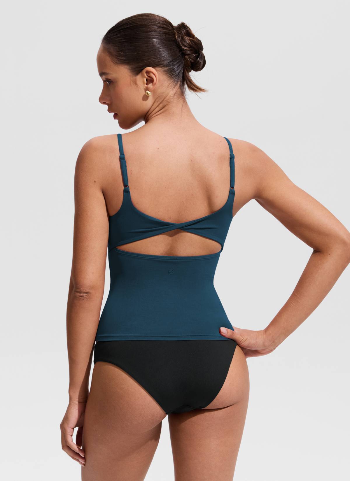 CRZ YOGA Women's Swimwear U Neck Twist Back Tankini Top Insignia Blue