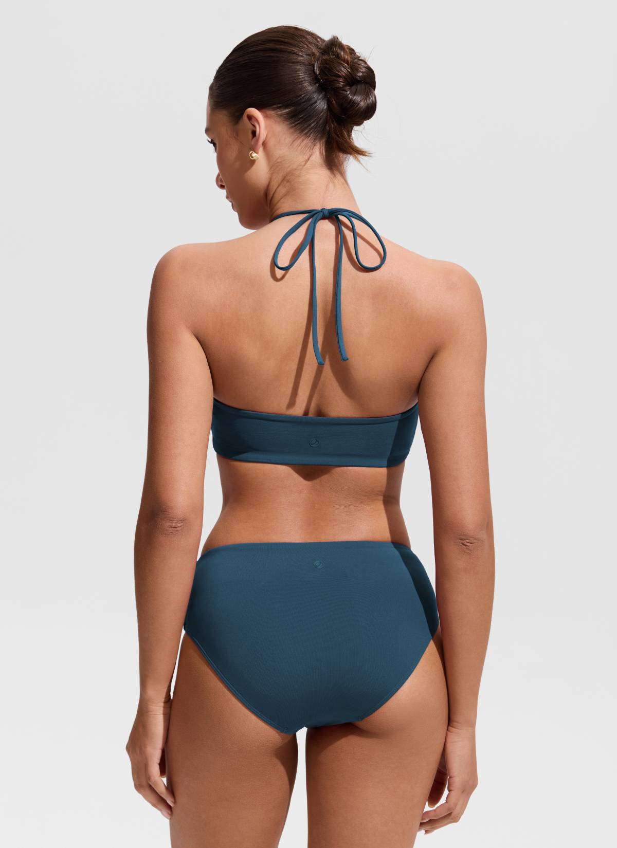 CRZ YOGA Women's Swimwear U Neck Open Back Self Tie Halter Bikini Tops Insignia Blue @model_info:Maria