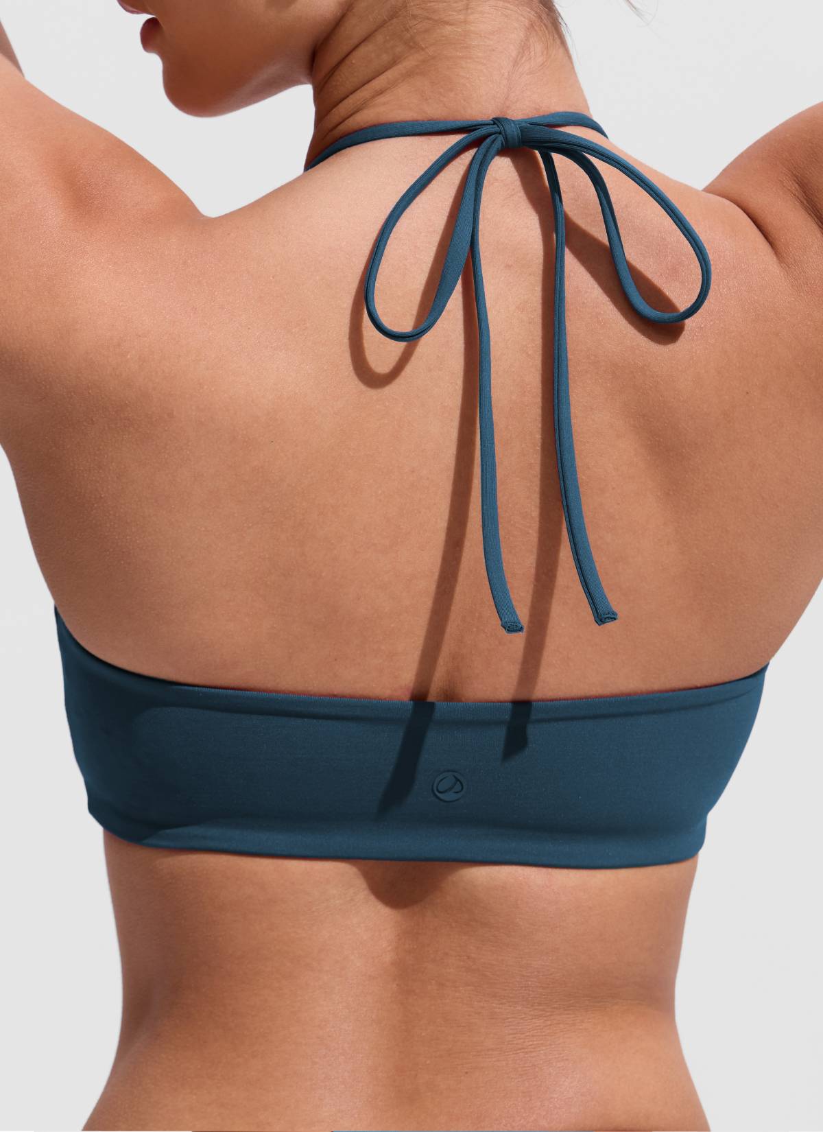 CRZ YOGA Women's Swimwear U Neck Open Back Self Tie Halter Bikini Tops Insignia Blue @model_info:Maria