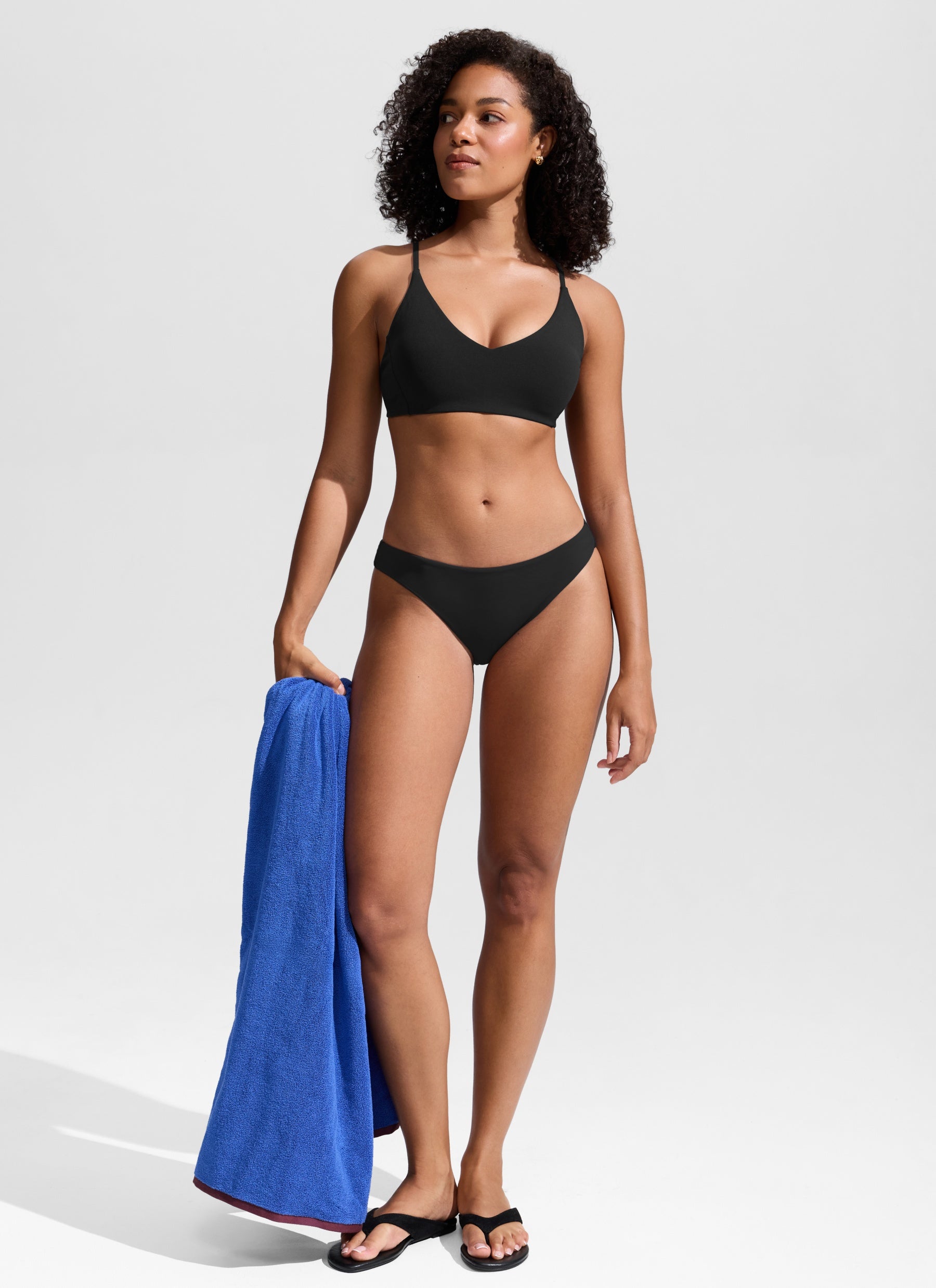 CRZ YOGA Women's Nexfeel Double Lined V Neck Non Padded Bikini Tops Black