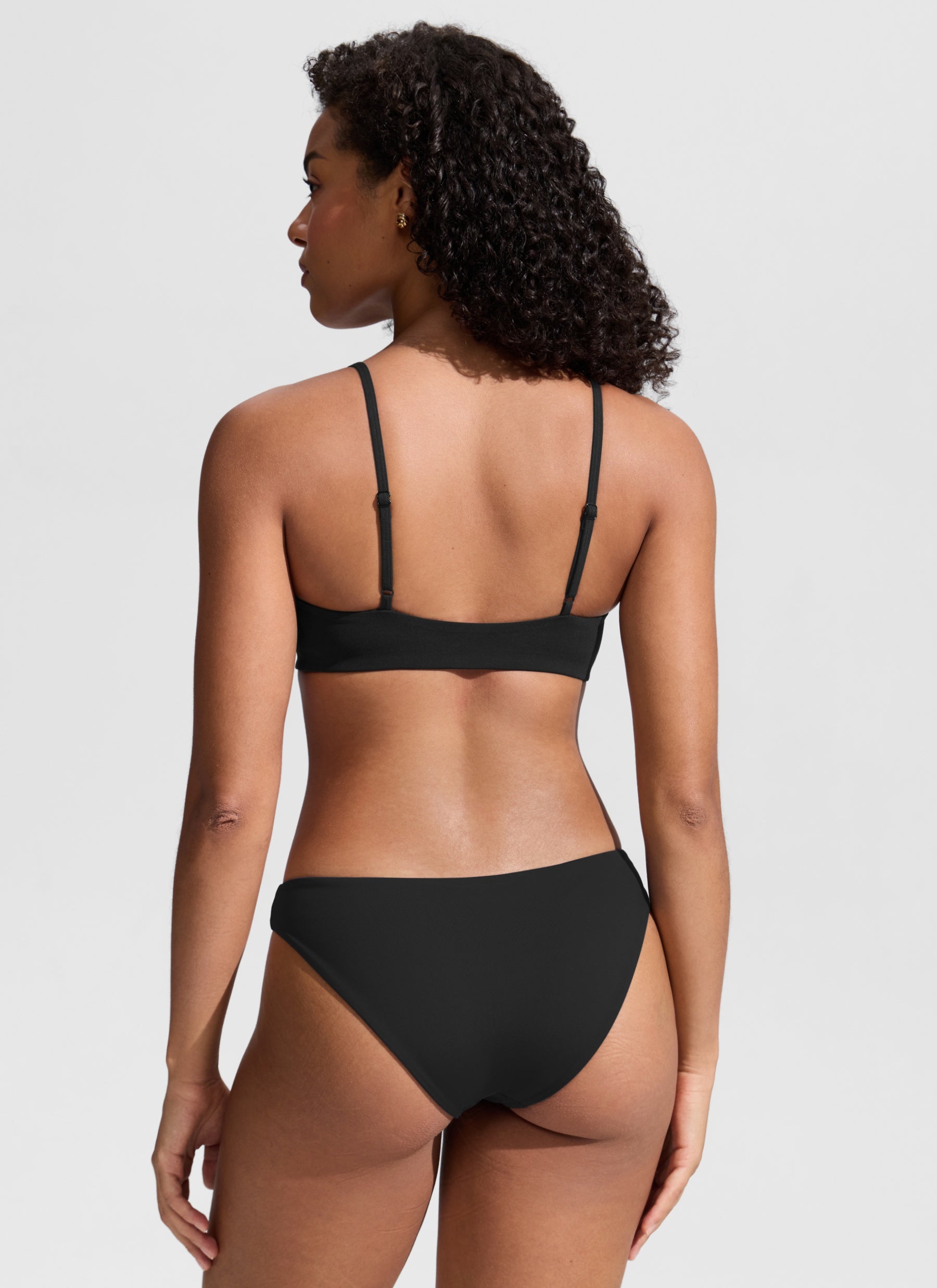 CRZ YOGA Women's Nexfeel Double Lined V Neck Non Padded Bikini Tops Black @model_info:F