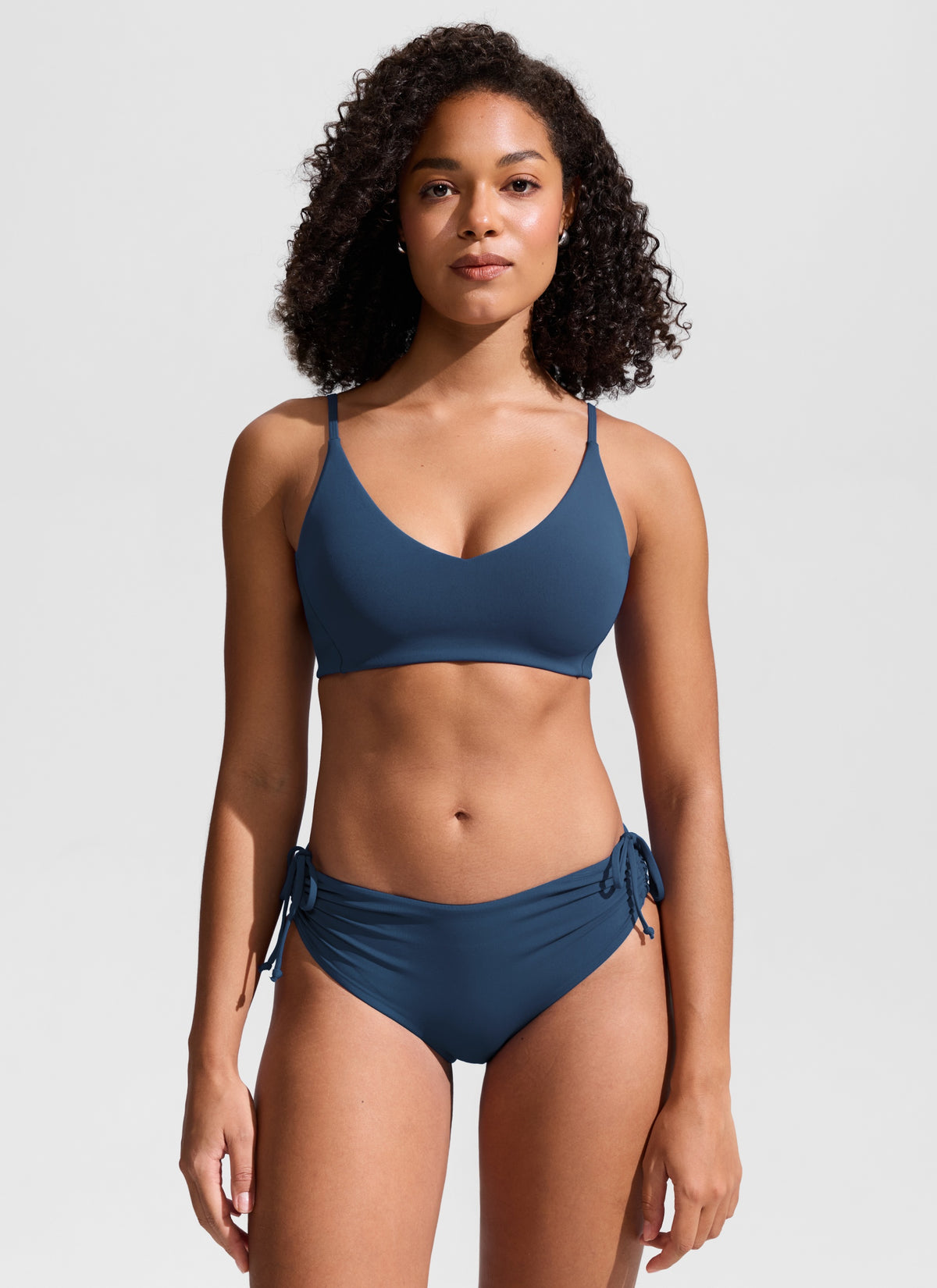 CRZ YOGA Women's Nexfeel Double Lined V Neck Non Padded Bikini Tops Insignia Blue @model_info:F