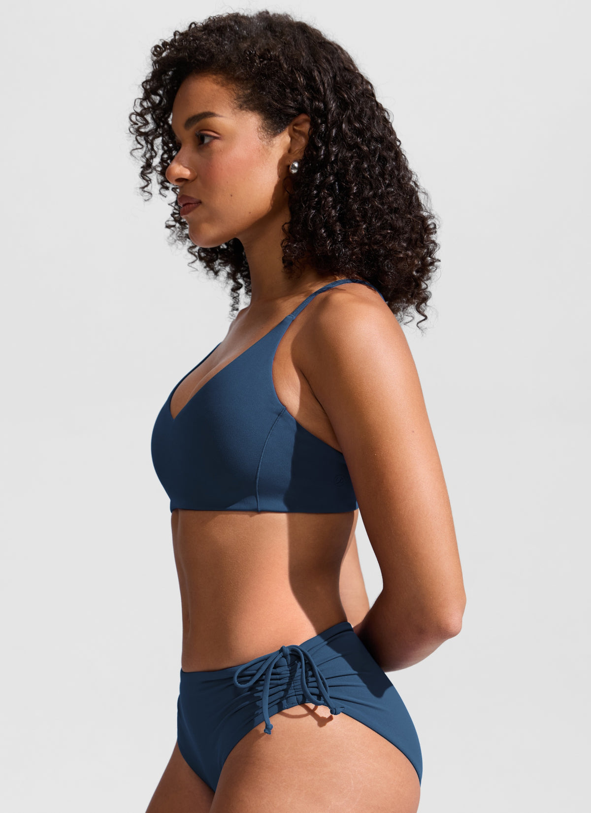 CRZ YOGA Women's Nexfeel Double Lined V Neck Non Padded Bikini Tops Insignia Blue @model_info:F