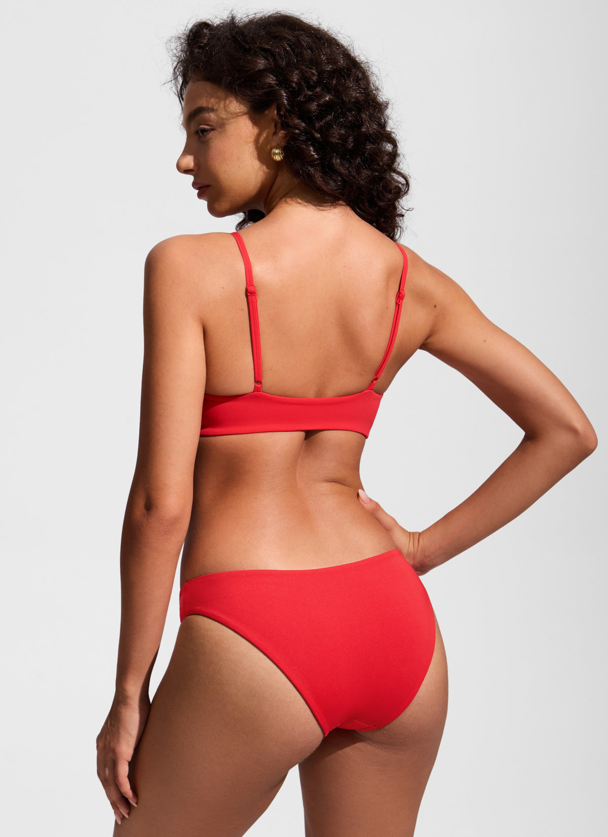 CRZ YOGA Women's Nexfeel Double Lined V Neck Non Padded Bikini Tops Deep Red @model_info:A