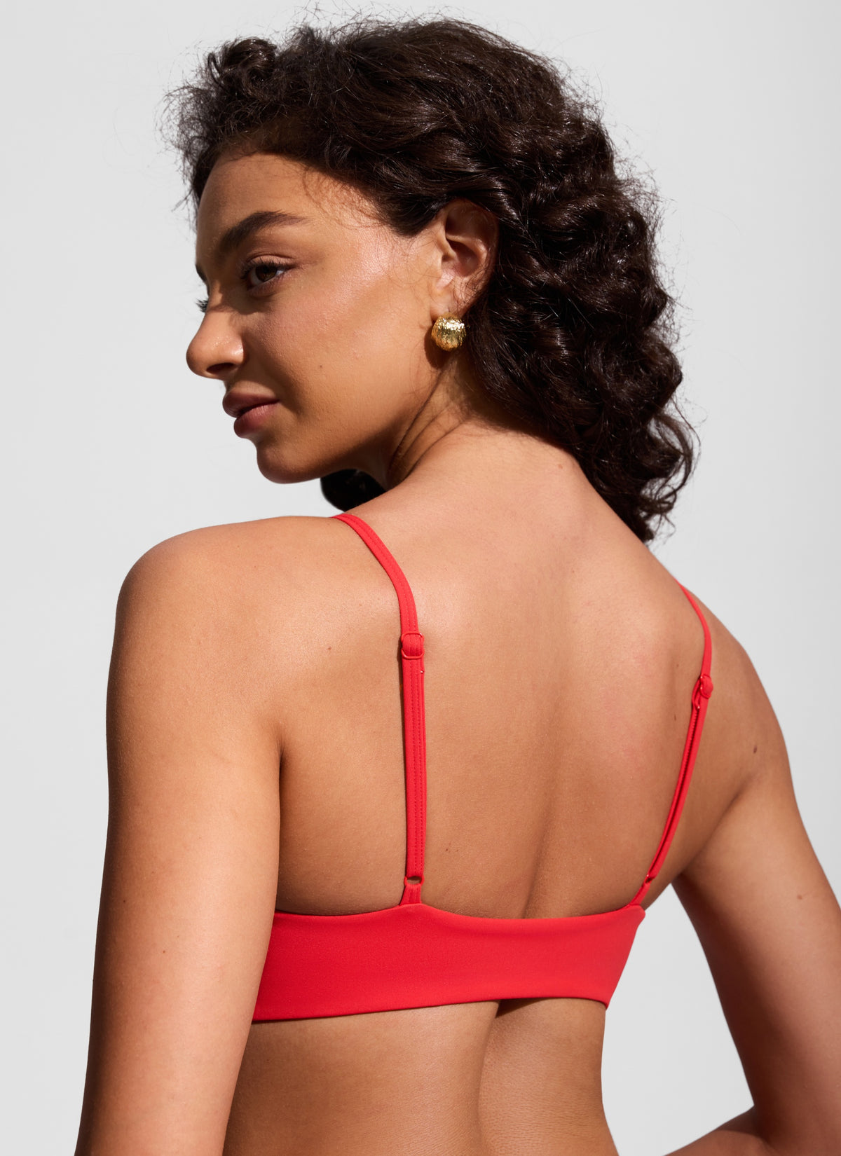 CRZ YOGA Women's Nexfeel Double Lined V Neck Non Padded Bikini Tops Deep Red @model_info:A