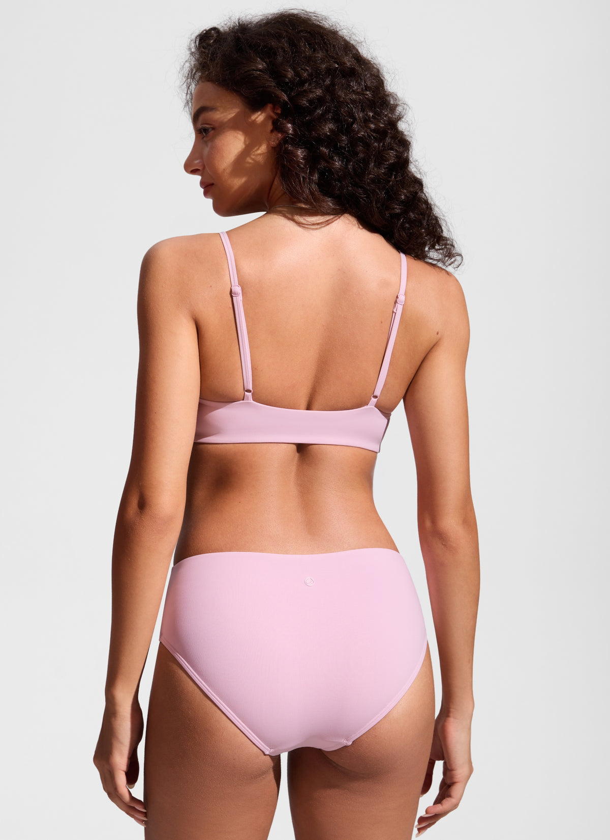 CRZ YOGA Women's Nexfeel Double Lined V Neck Non Padded Bikini Tops Pink Peony @model_info:A