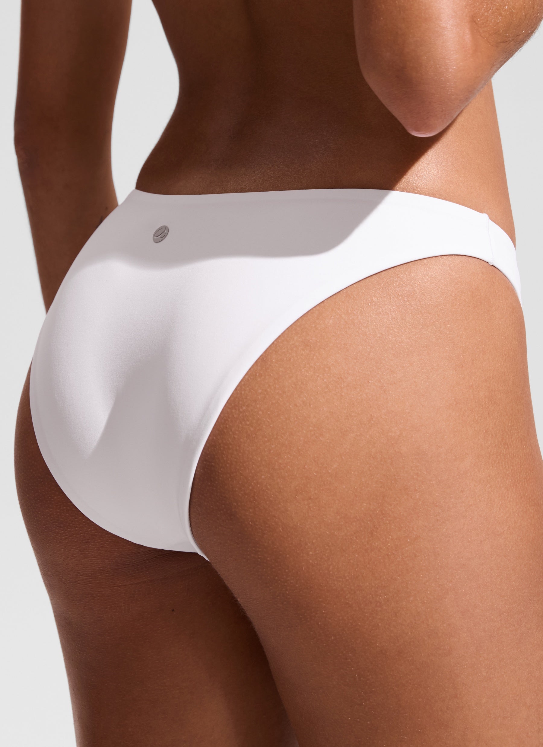 CRZ YOGA Women's Nexfeel Double Lined Low Rise Cheeky Bikini Bottoms White @model_info:S