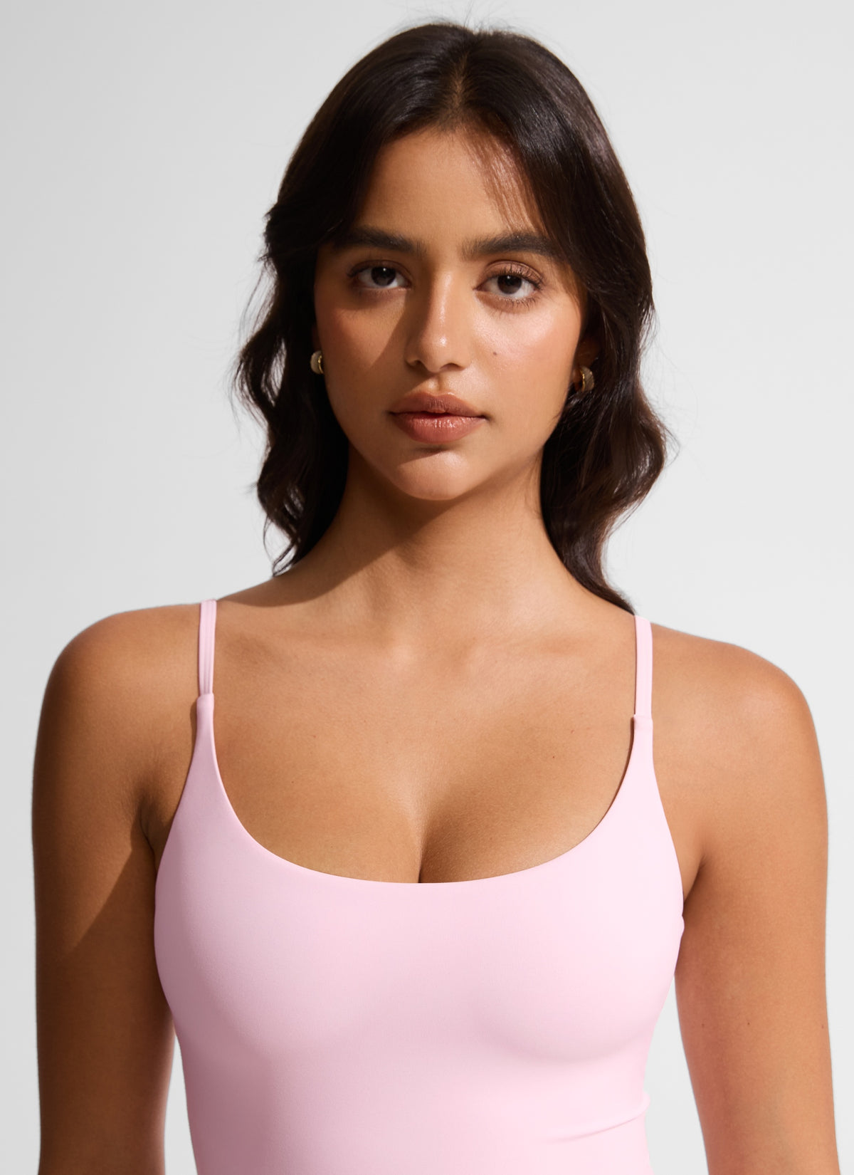CRZ YOGA Women's Swimwear Nexfeel Scoop Neck U Back One Piece Swimsuit Pink Peony @model_info:L