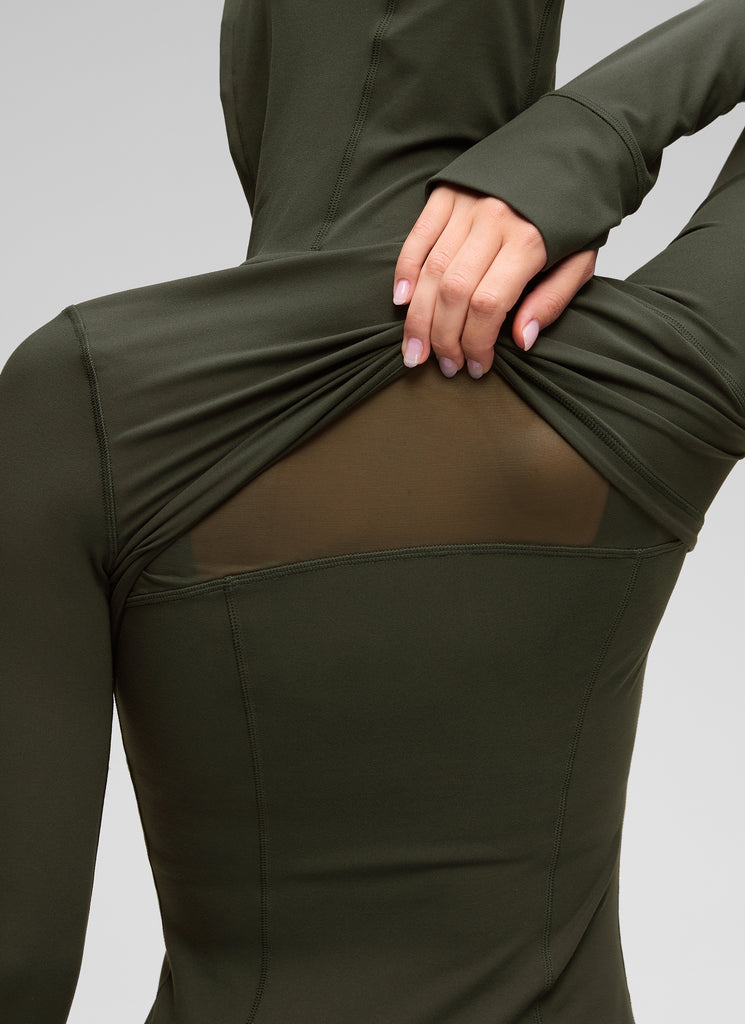 CRZ YOGA Women's Butterluxe Slim Fit Pocket Outerwear Full Zip Hoodies Olive Green