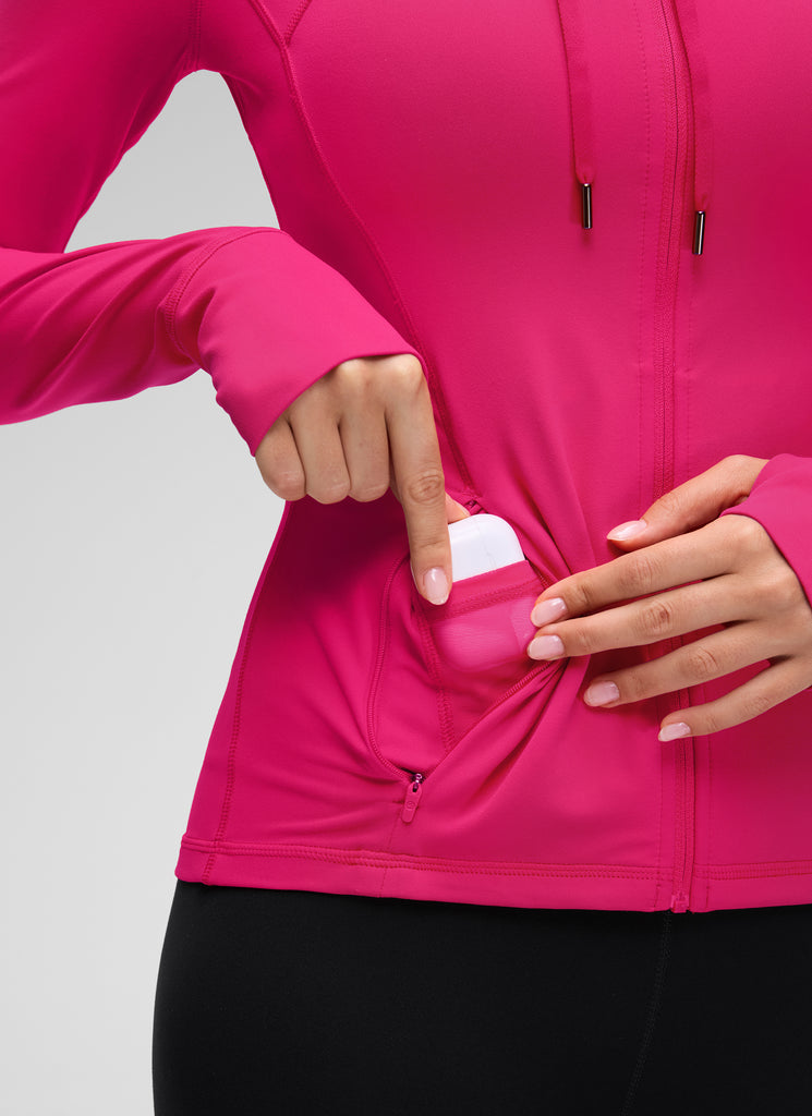 CRZ YOGA Women's Butterluxe Slim Fit Pocket Outerwear Full Zip Hoodies Grey Sage