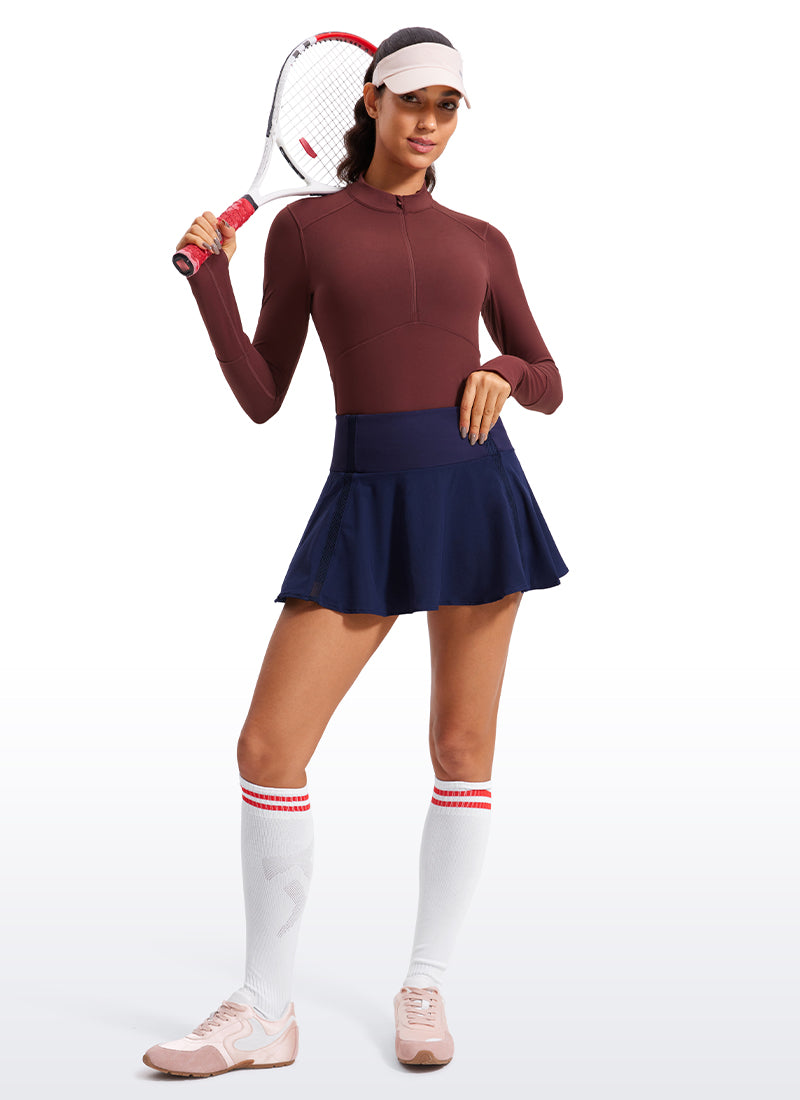 CRZ YOGA Women's Run Slim Fit Brushed Half-Zip Long Sleeve Cropped Noctilucence Red