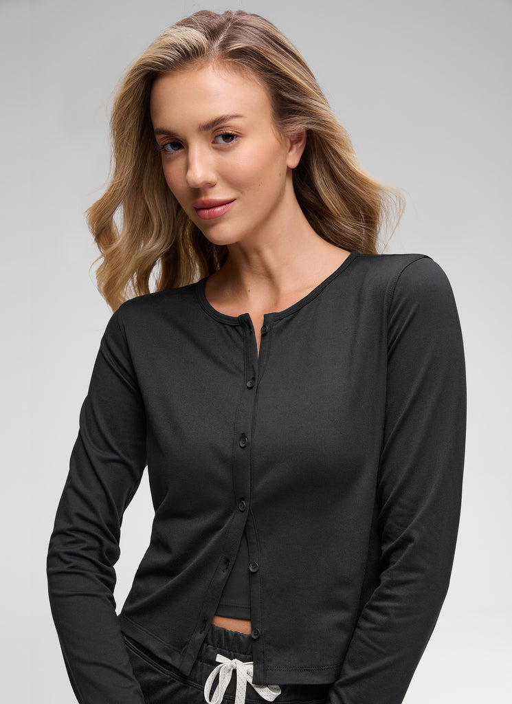 CRZ YOGA Women's Cloud Jersey Casual Button Down Waist Length Cardigan Mojave Tan