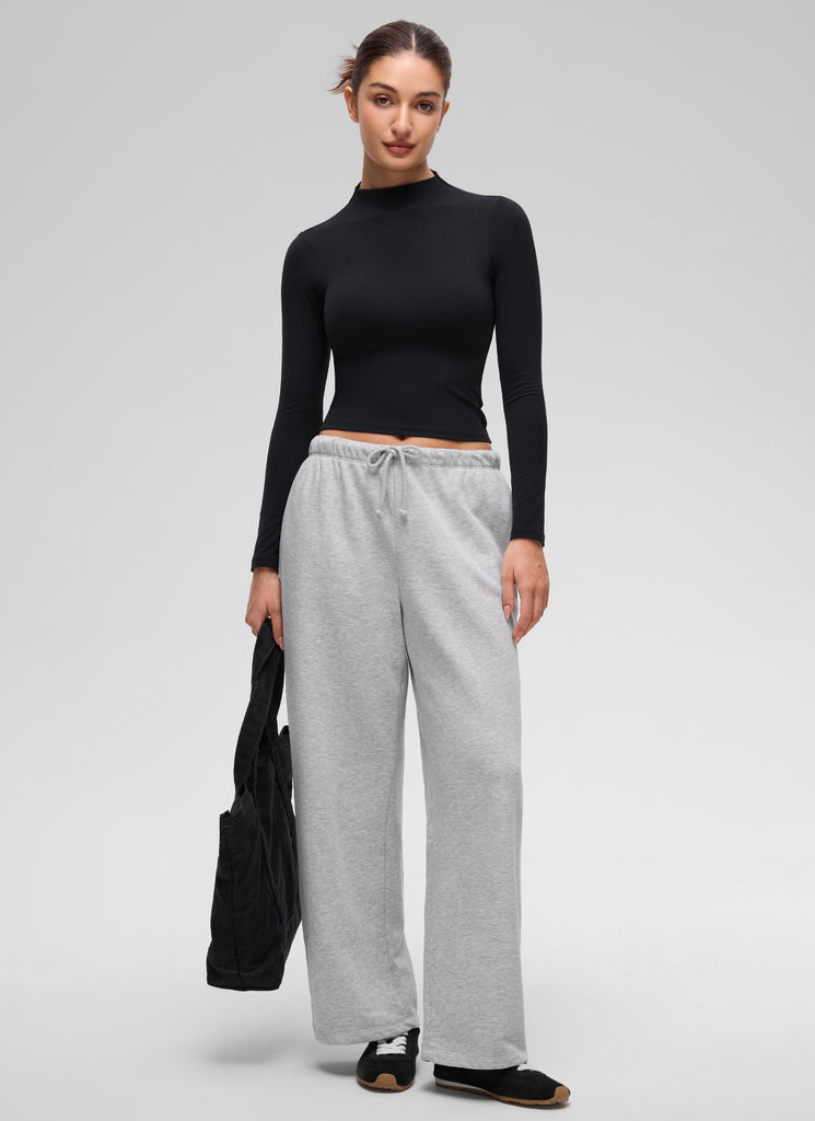 CRZ YOGA Women's Softembrace Mock Neck Waist Length Long Sleeves Pink Peony