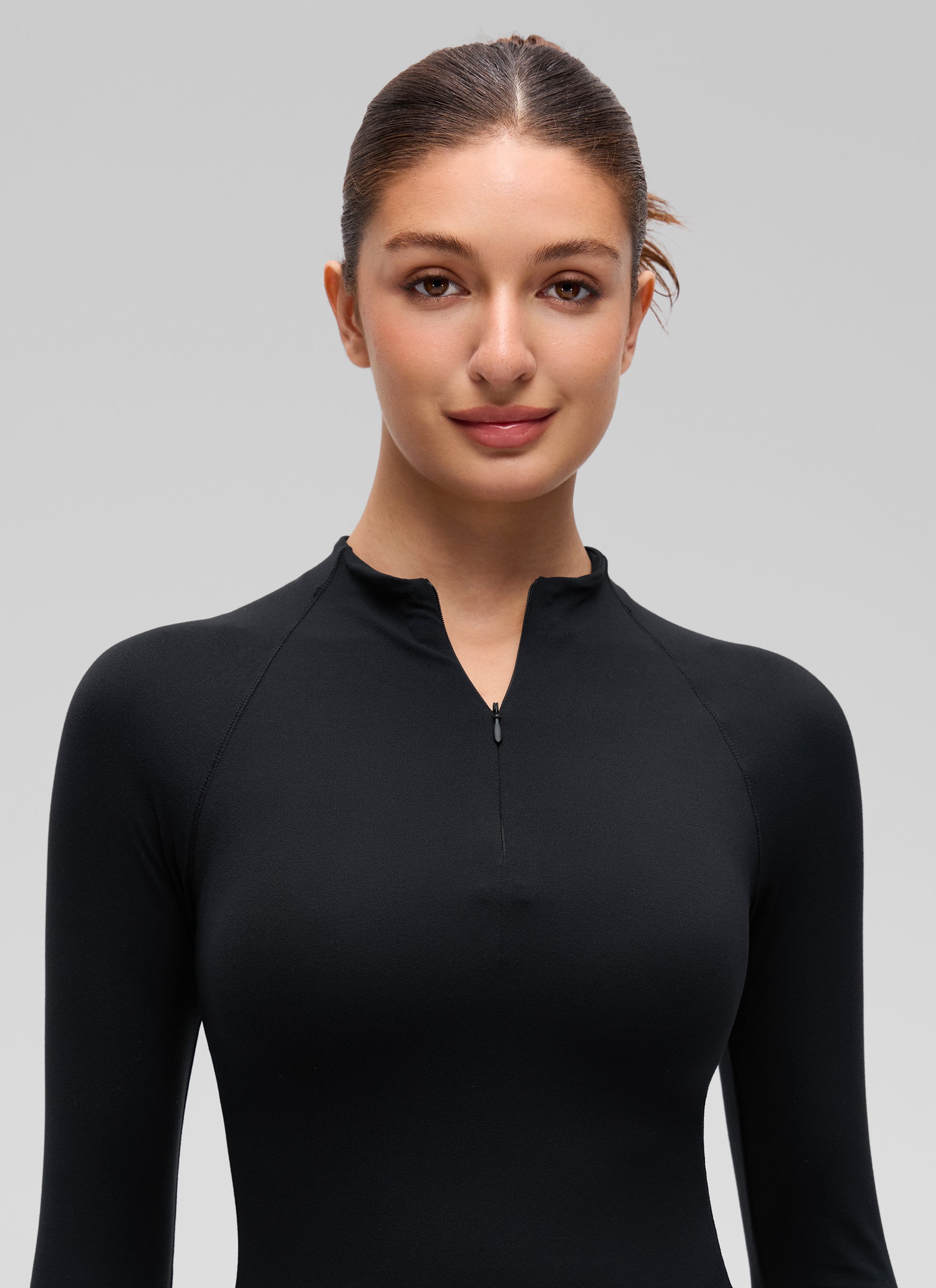 CRZ YOGA Women's Softembrace Casual Half-Zip Waist Length Long Sleeve True Navy