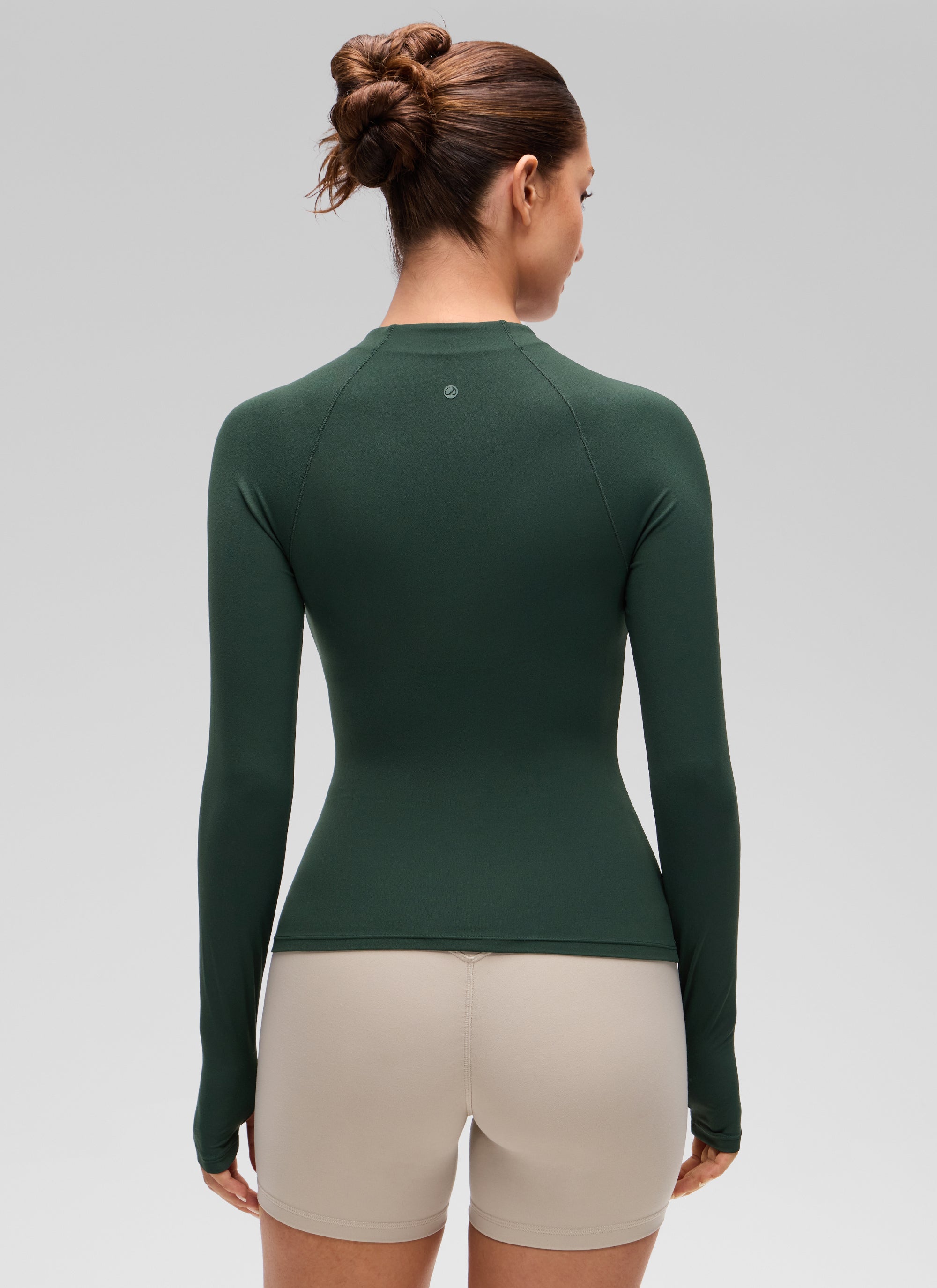 CRZ YOGA Women's Softembrace Casual Half-Zip Waist Length Long Sleeve Legend Green