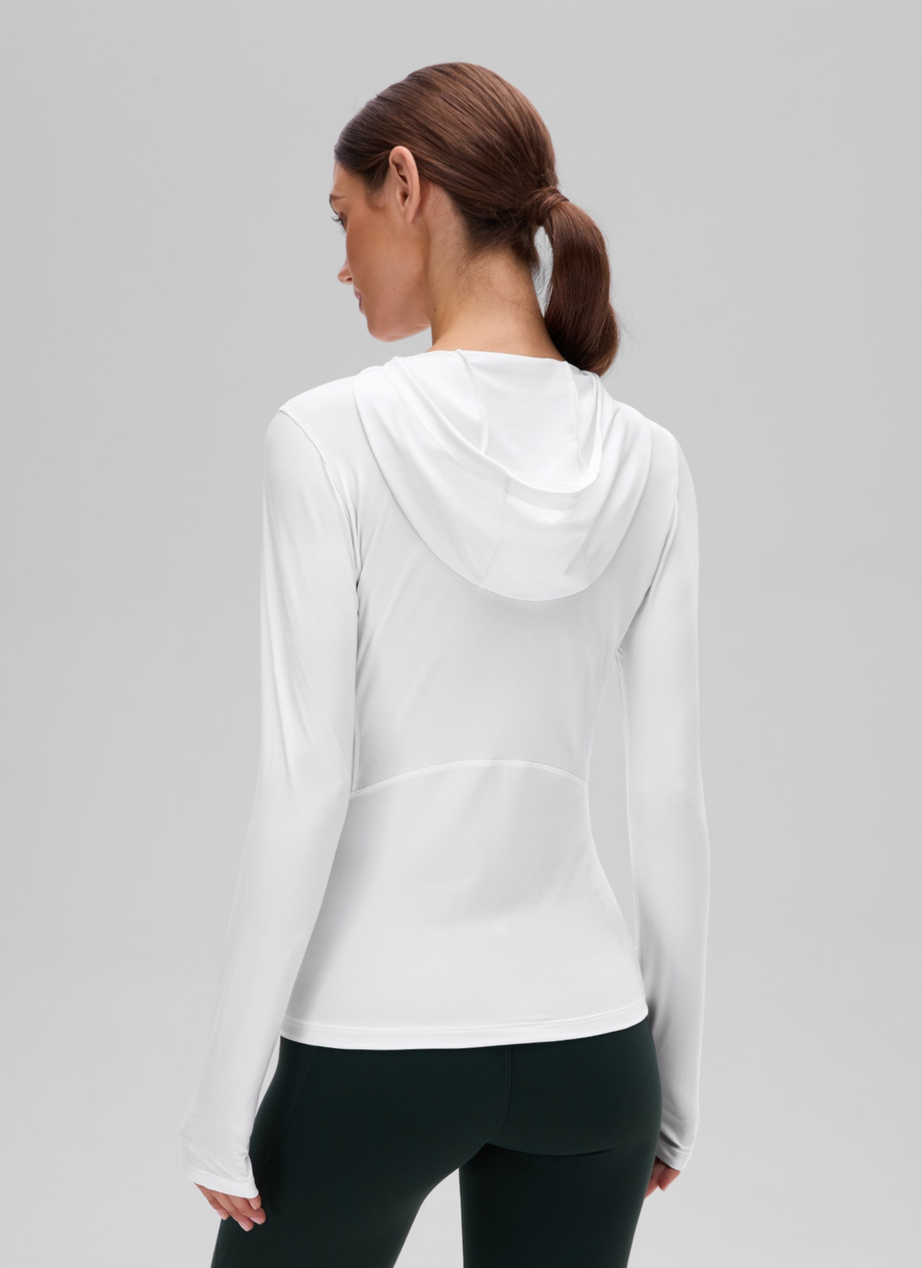 CRZ YOGA Women's UPF 50+ Long Sleeve Sun Hoodie White @model_info:G