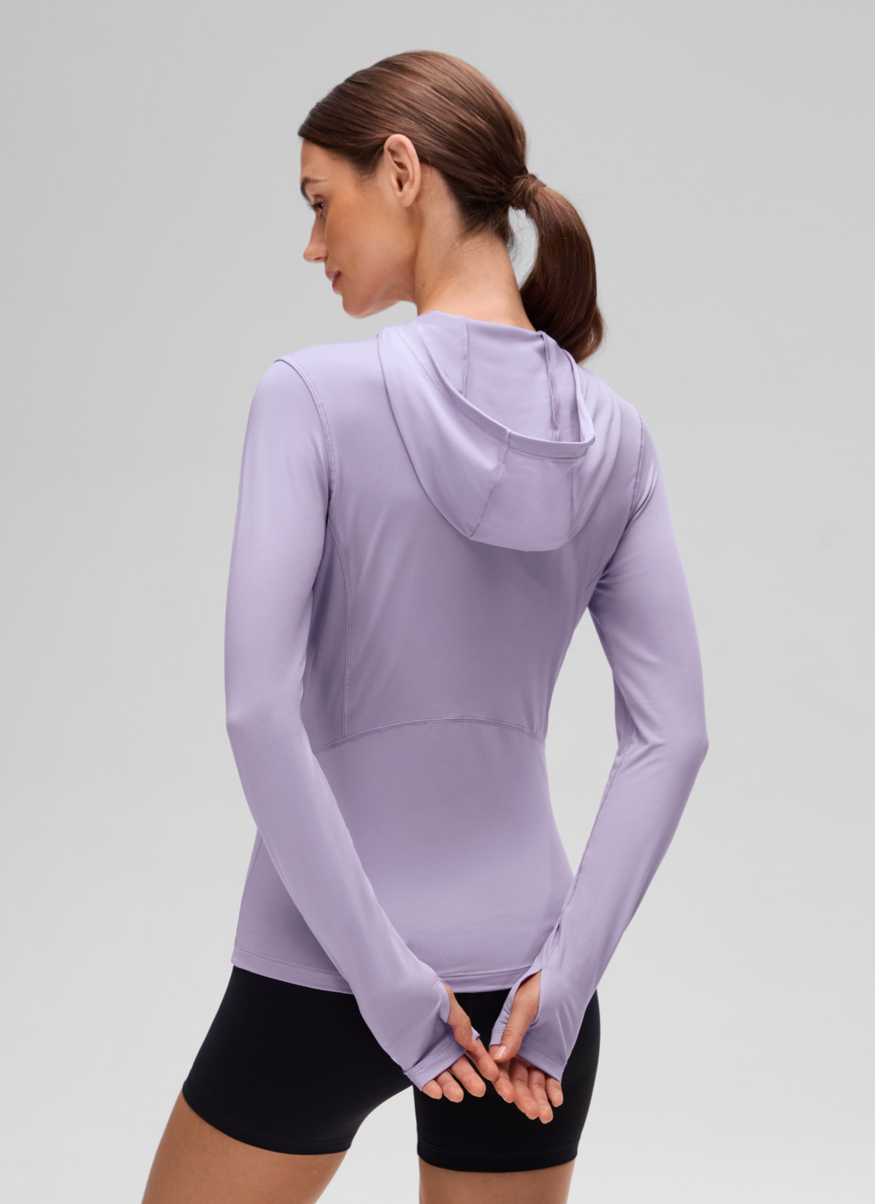 CRZ YOGA Women's UPF 50+ Long Sleeve Sun Hoodie Elfin Purple @model_info:G