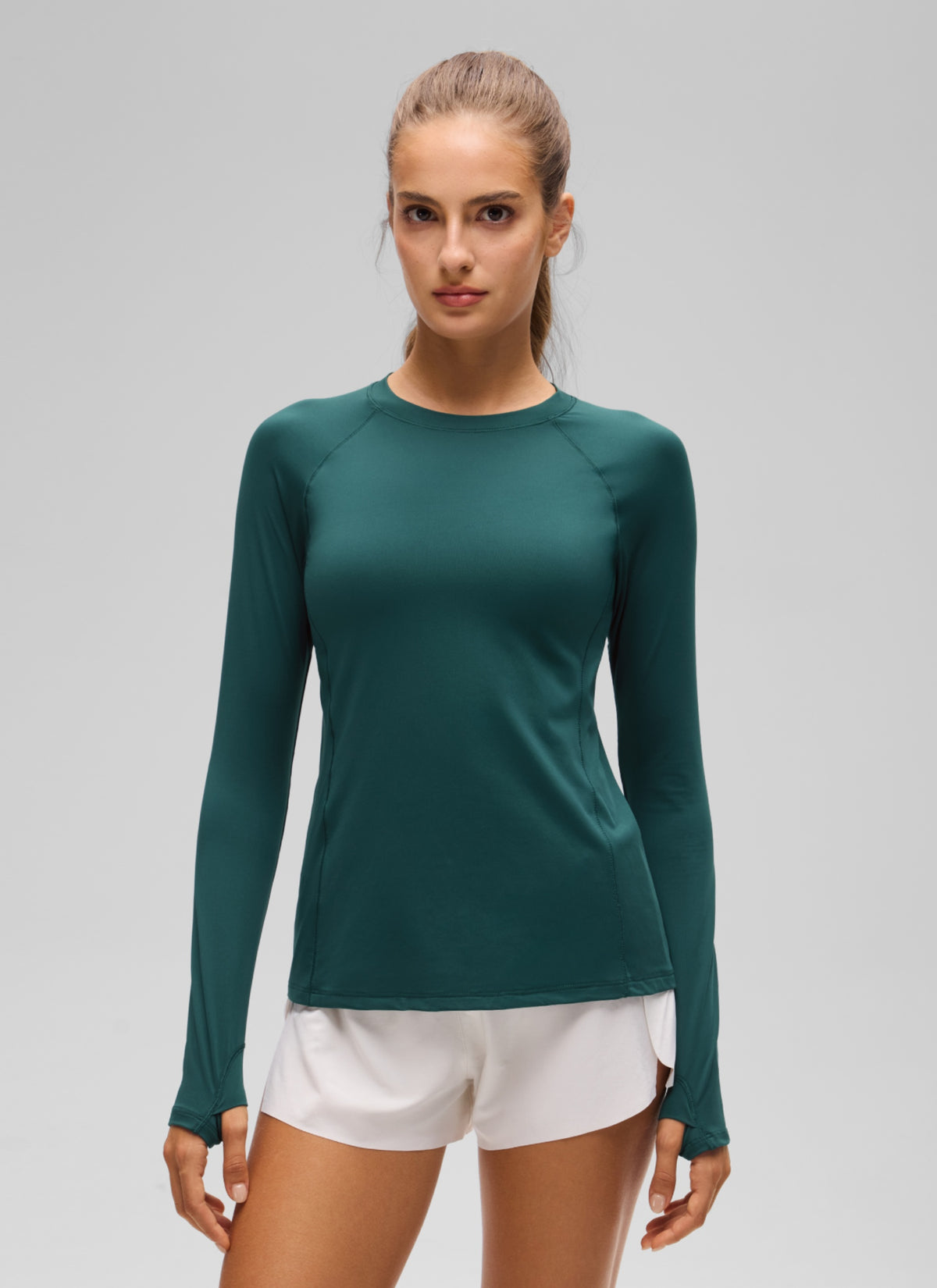 CRZ YOGA Women's Lightweight Sun Shirt Long Sleeve Tops UPF 50+ Forest Green @model_info:T
