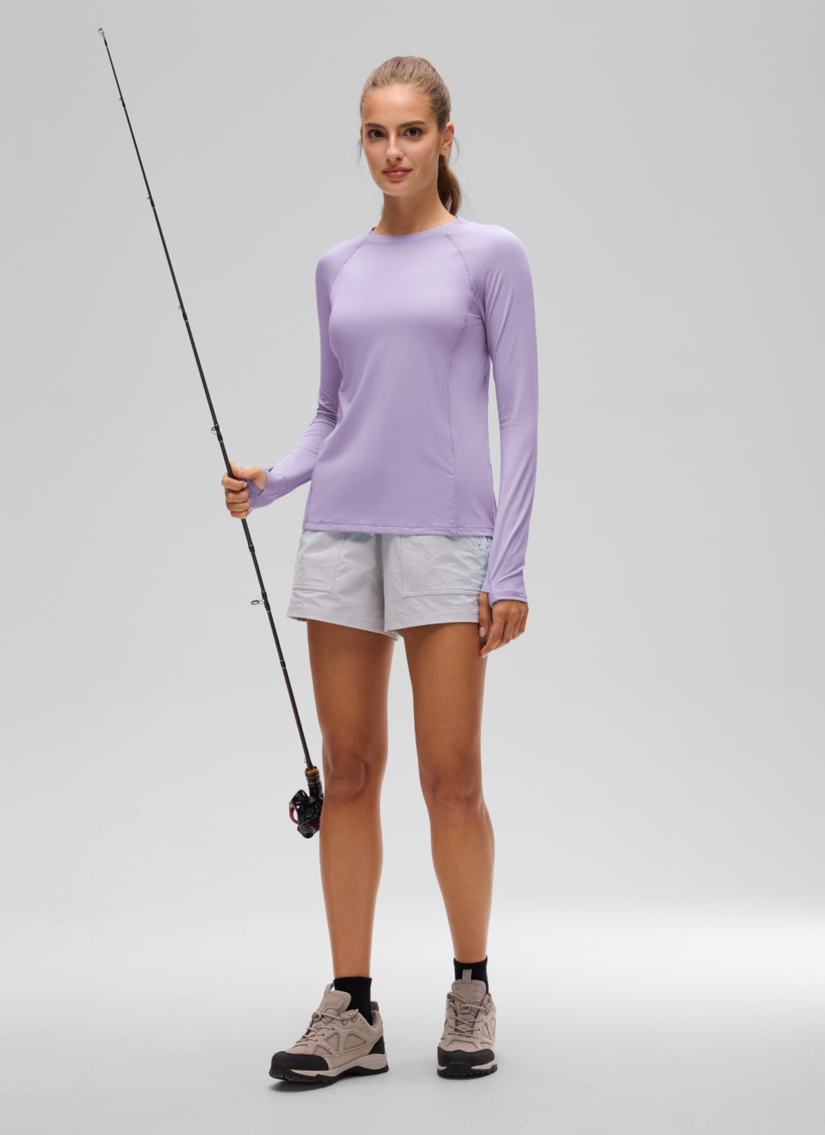 CRZ YOGA Women's Lightweight Sun Shirt Long Sleeve Tops UPF 50+ Elfin Purple @model_info:T