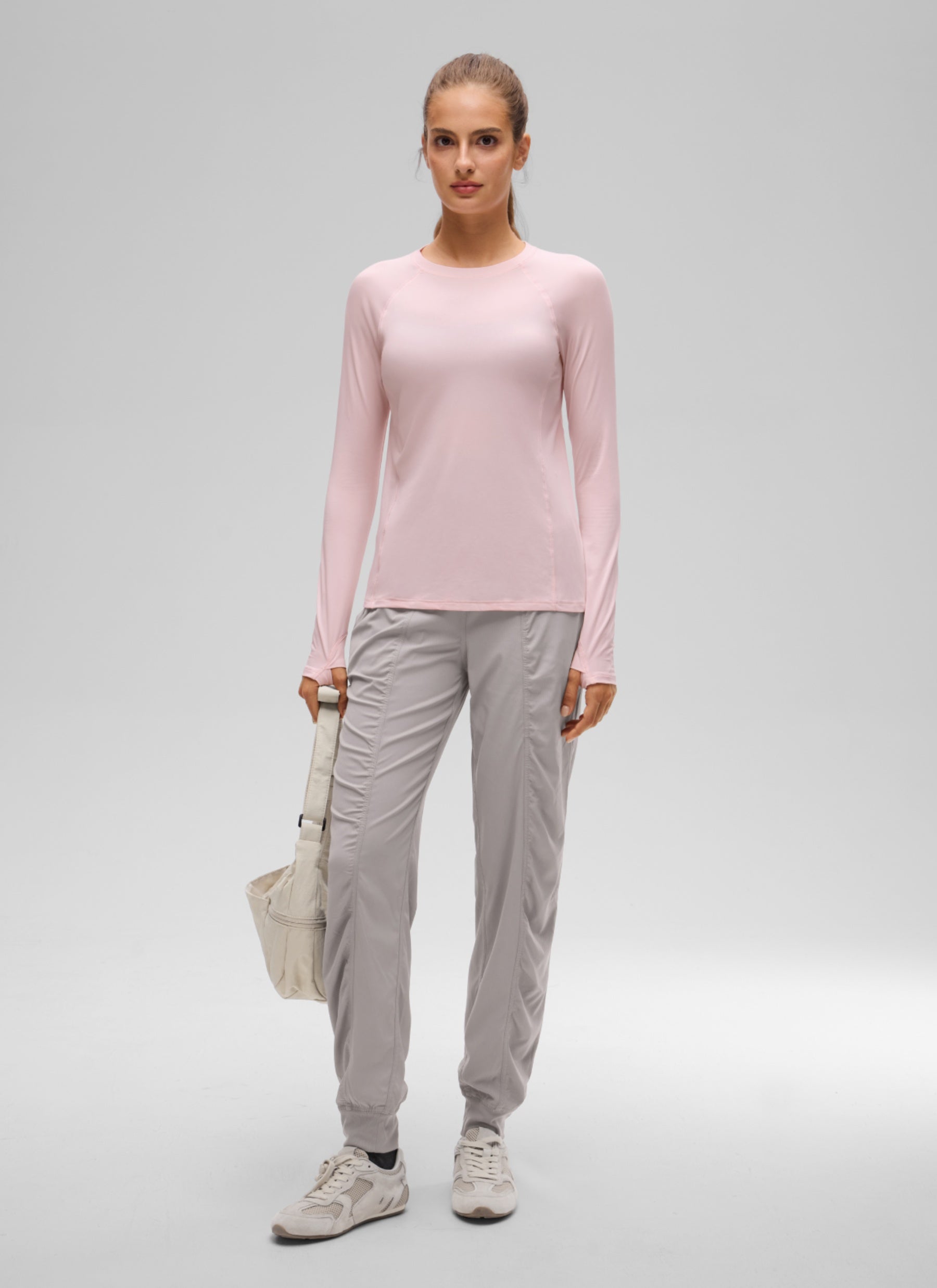 CRZ YOGA Women's Lightweight Sun Shirt Long Sleeve Tops UPF 50+ Strawberry Pink @model_info:T