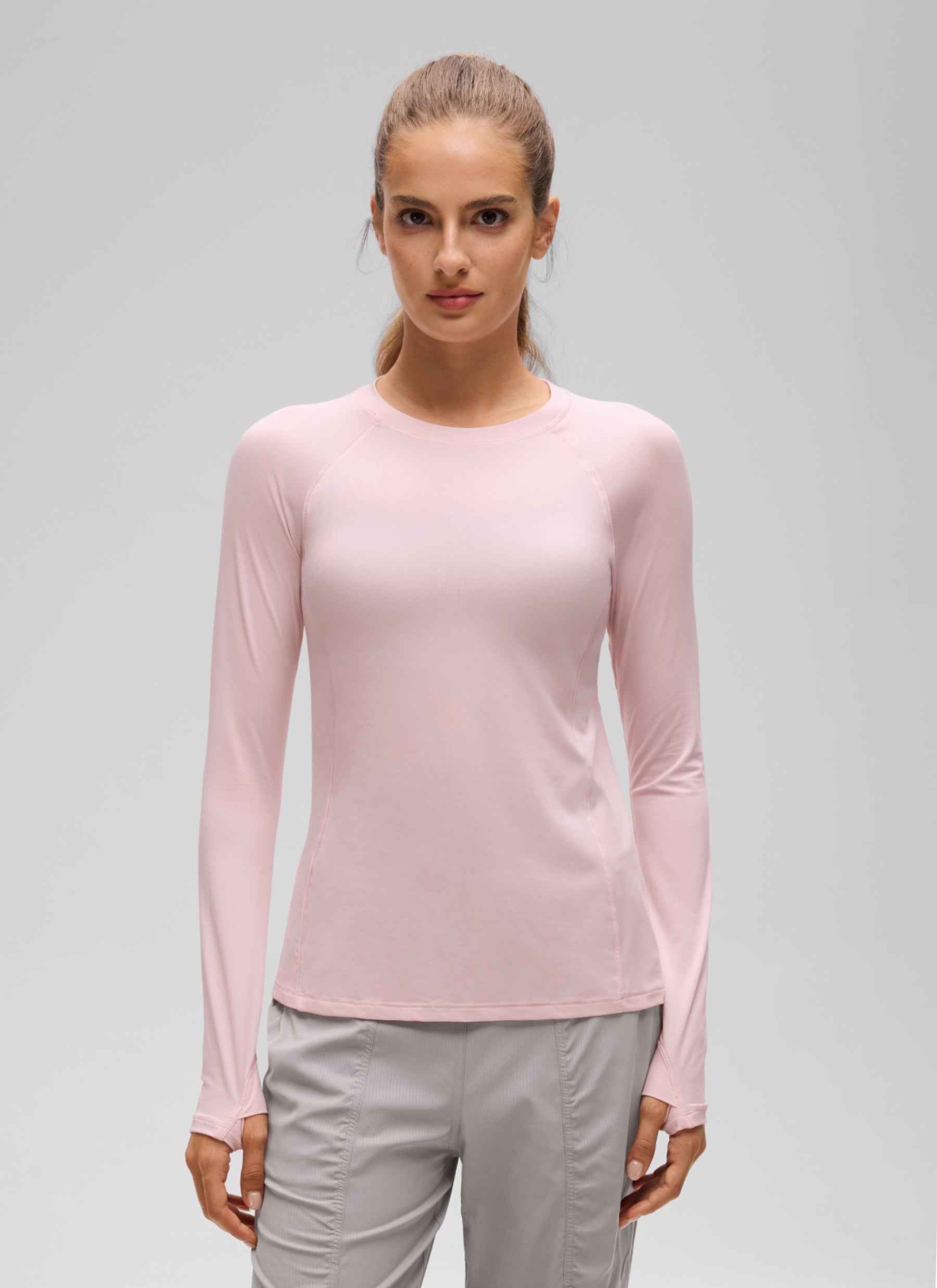 CRZ YOGA Women's Lightweight Sun Shirt Long Sleeve Tops UPF 50+ Strawberry Pink @model_info:T