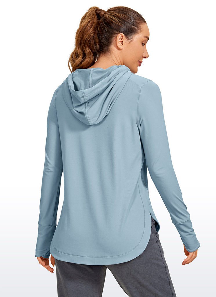 CRZ YOGA Women's Yoga Slim Fit Brushed Feeling Hoodie with Thumbhole White