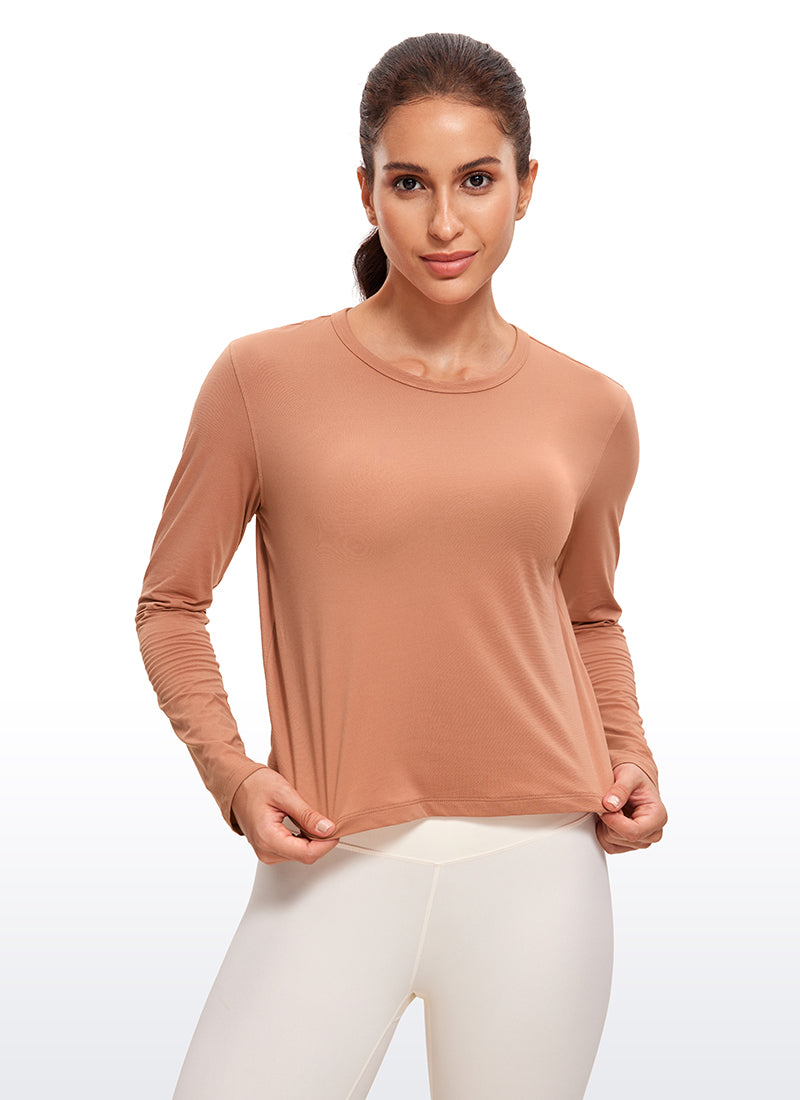 Pima Cotton Cropped Classic Fit Long Sleeve