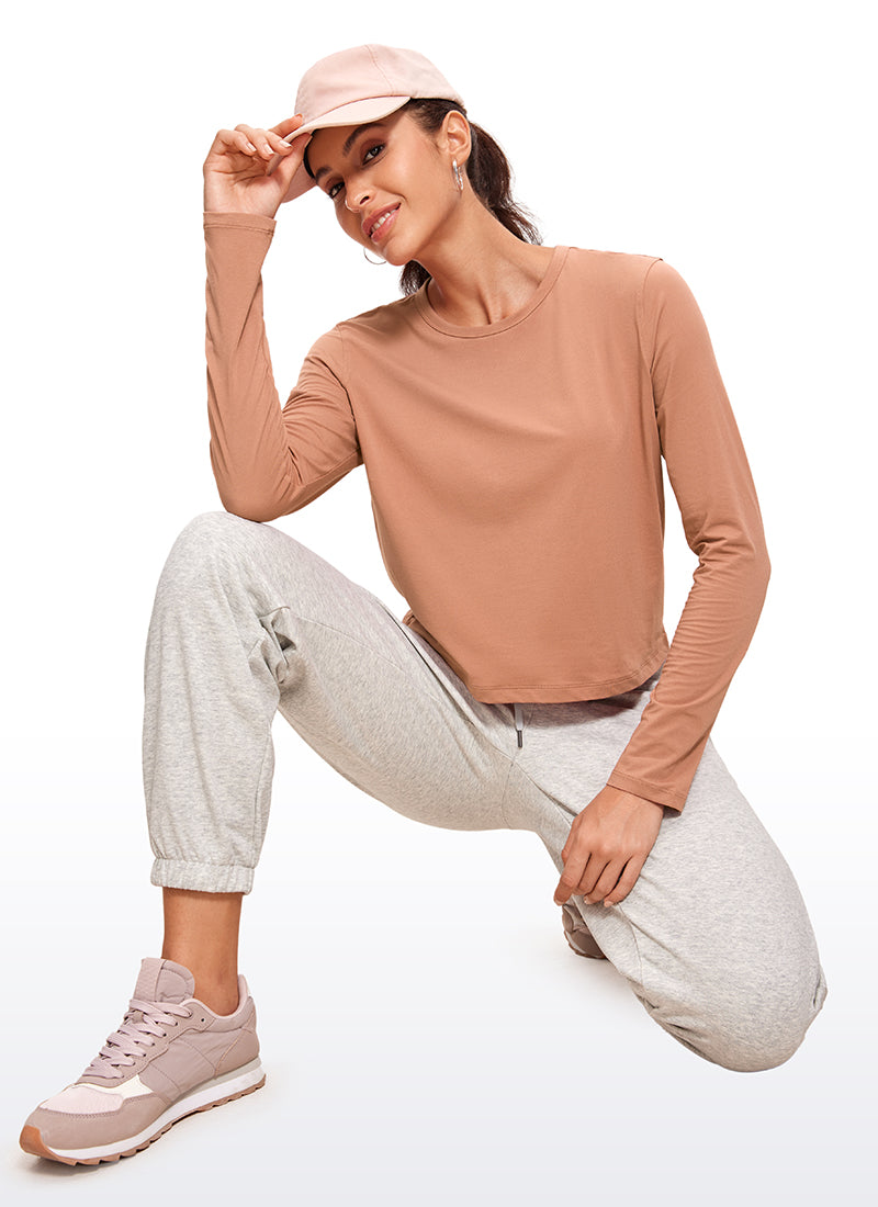 Pima Cotton Cropped Classic Fit Long Sleeve