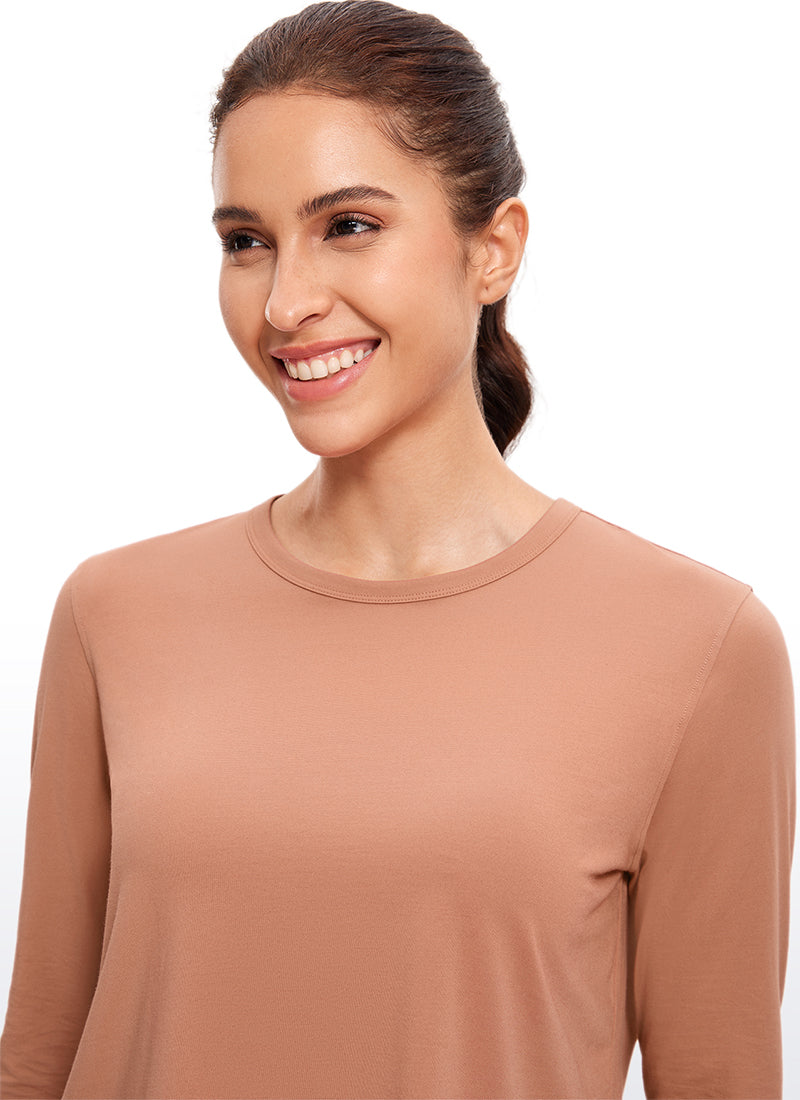 Pima Cotton Cropped Classic Fit Long Sleeve