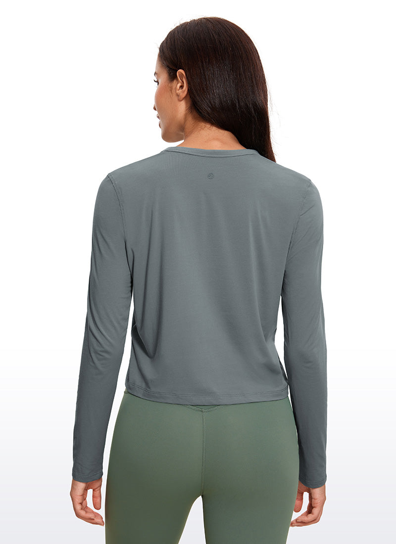 Pima Cotton Cropped Classic Fit Long Sleeve