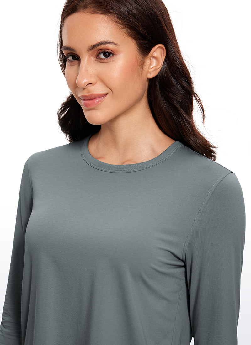 Pima Cotton Cropped Classic Fit Long Sleeve