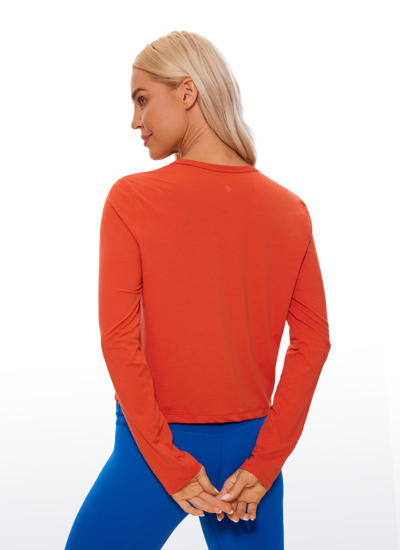 Pima Cotton Cropped Classic Fit Long Sleeve