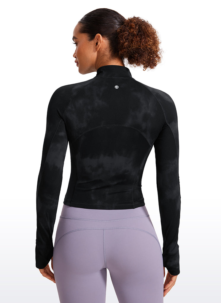 CRZ YOGA Women's Yoga Slim Fit Tops Butterluxe Half-Zip Long Sleeve Deep Purple