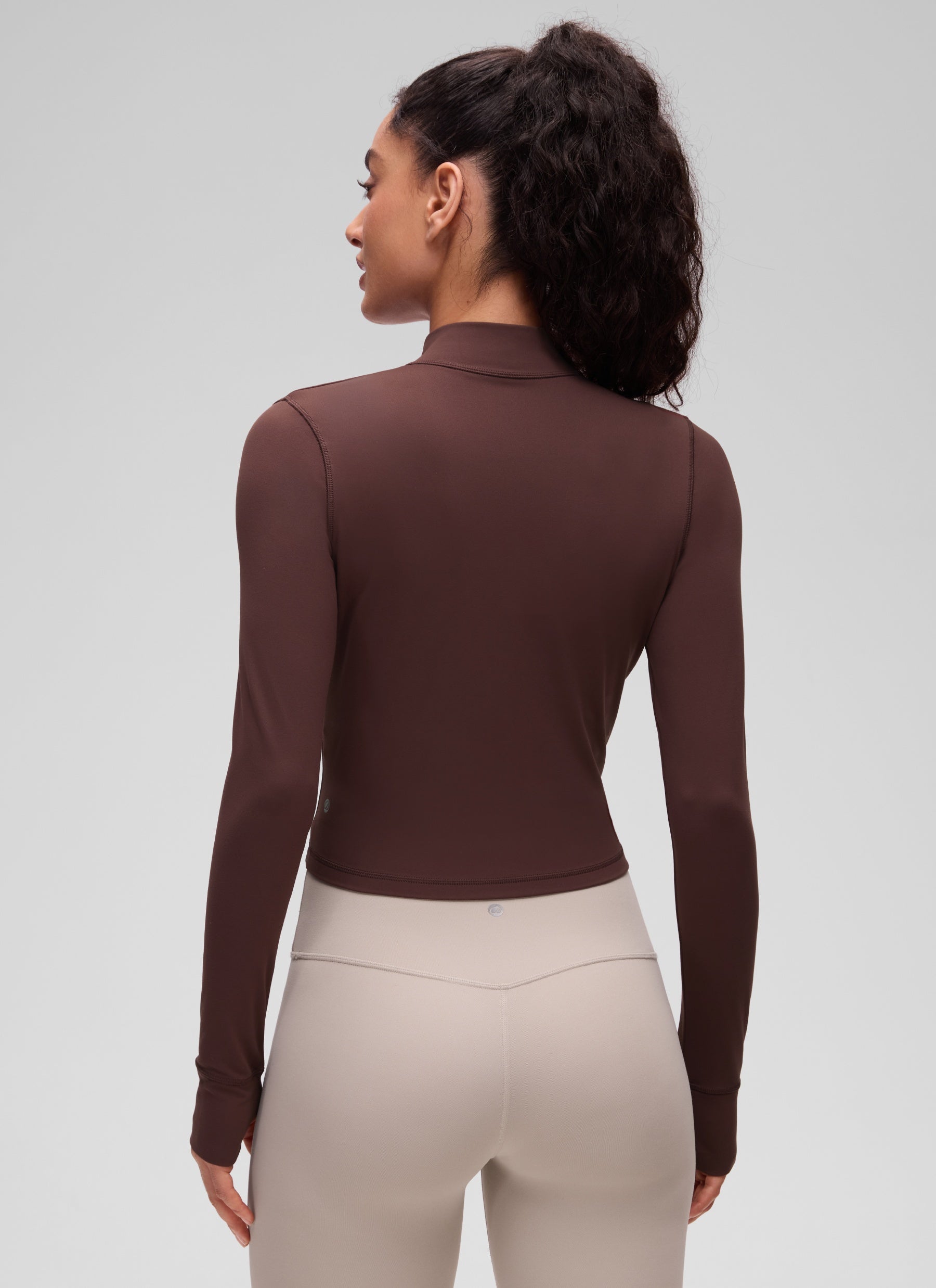 CRZ YOGA Women's Butterluxe Cropped Outerwear Full Zip Jackets Taupe