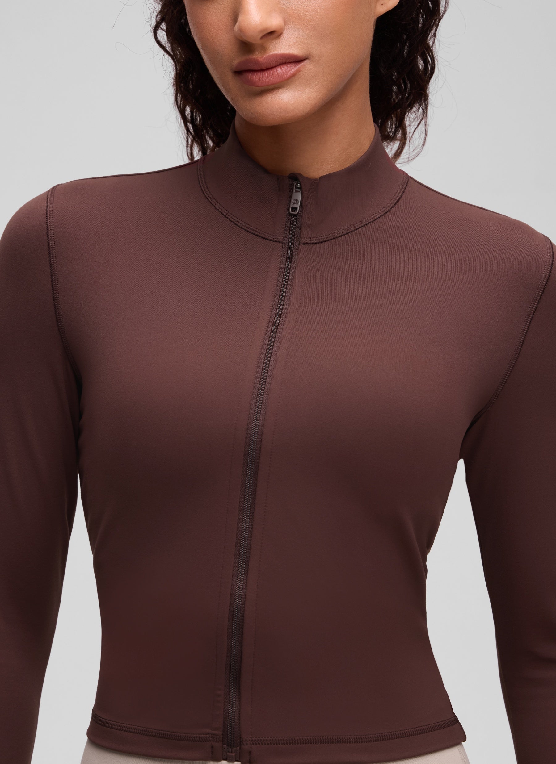 CRZ YOGA Women's Butterluxe Cropped Outerwear Full Zip Jackets Taupe