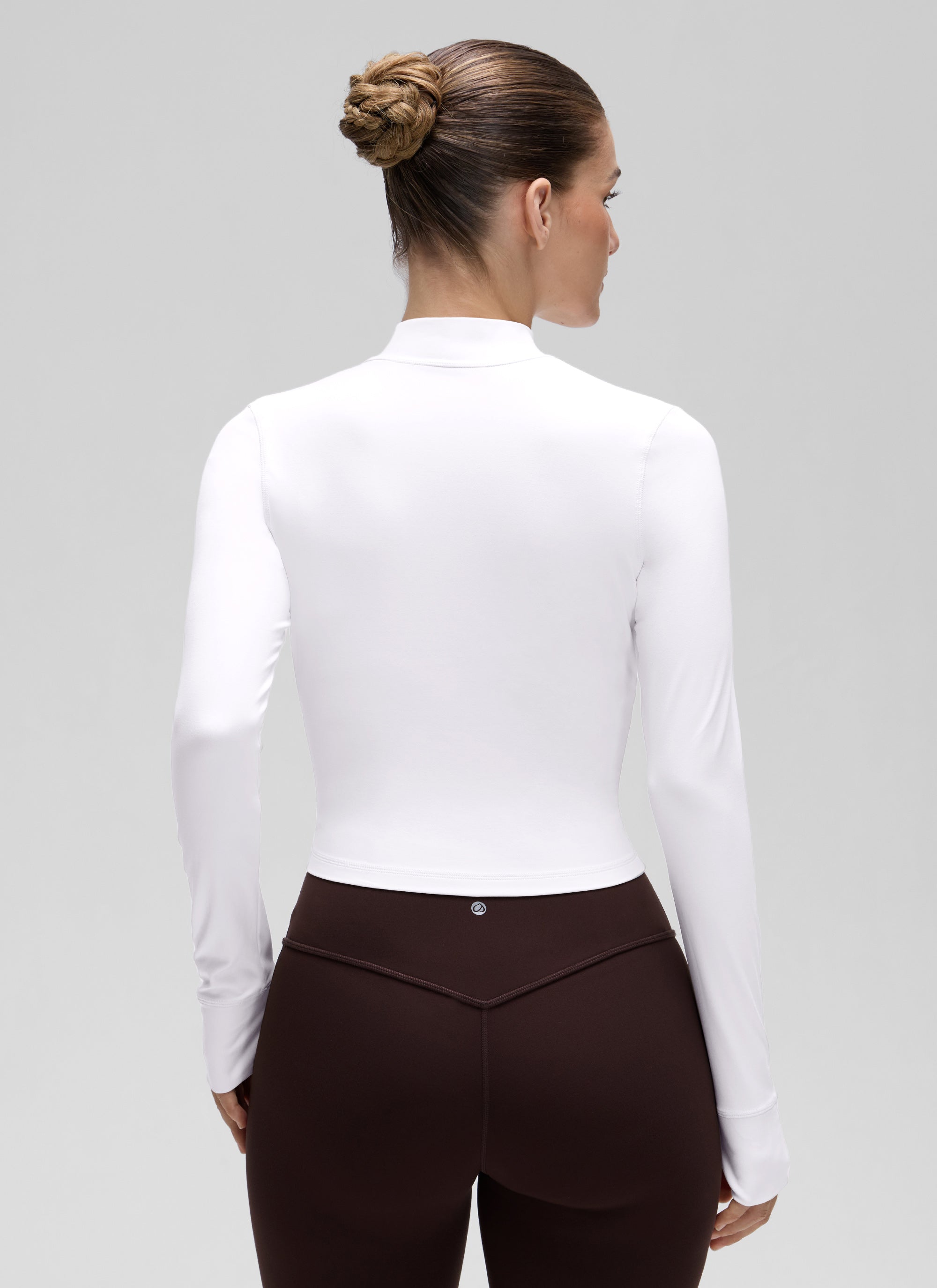CRZ YOGA Women's Butterluxe Cropped Outerwear Full Zip Jackets White
