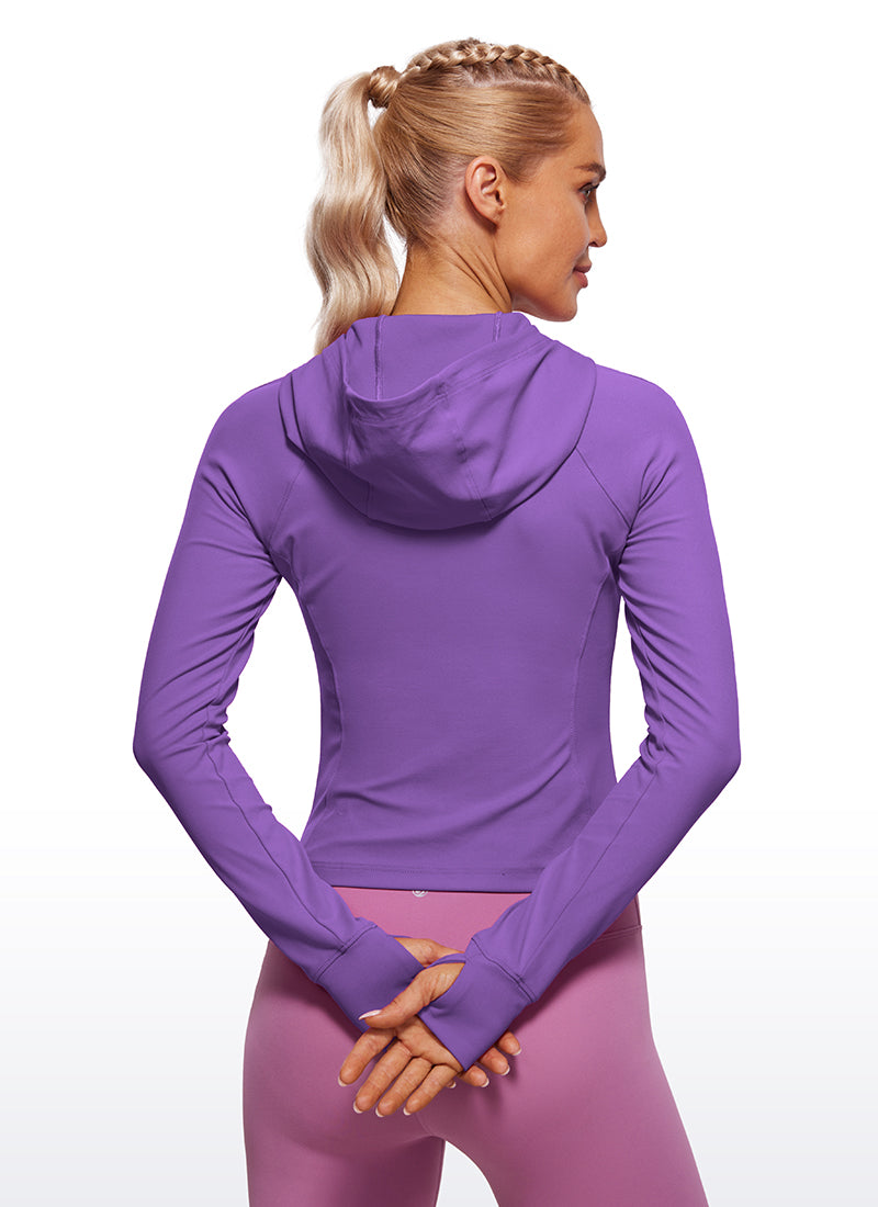 CRZ YOGA Women's Butterluxe Outerwear Full Zip Hoodies Jackets Royal Lilac