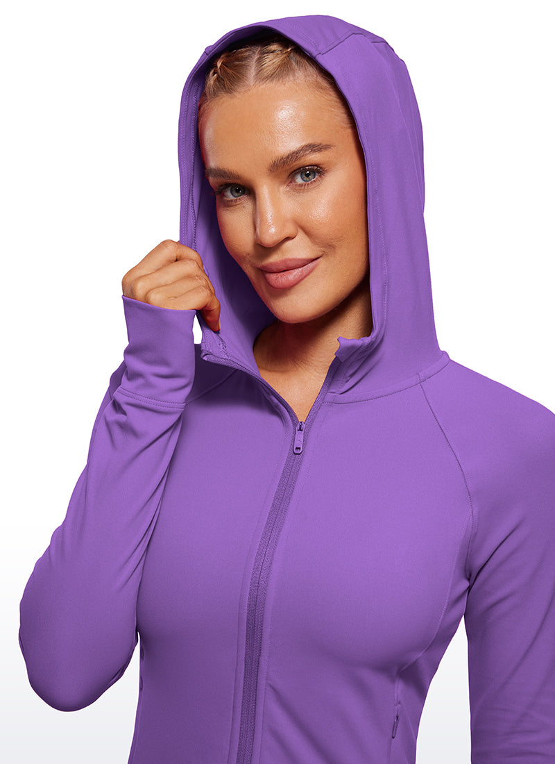 CRZ YOGA Women's Butterluxe Outerwear Full Zip Hoodies Jackets Royal Lilac
