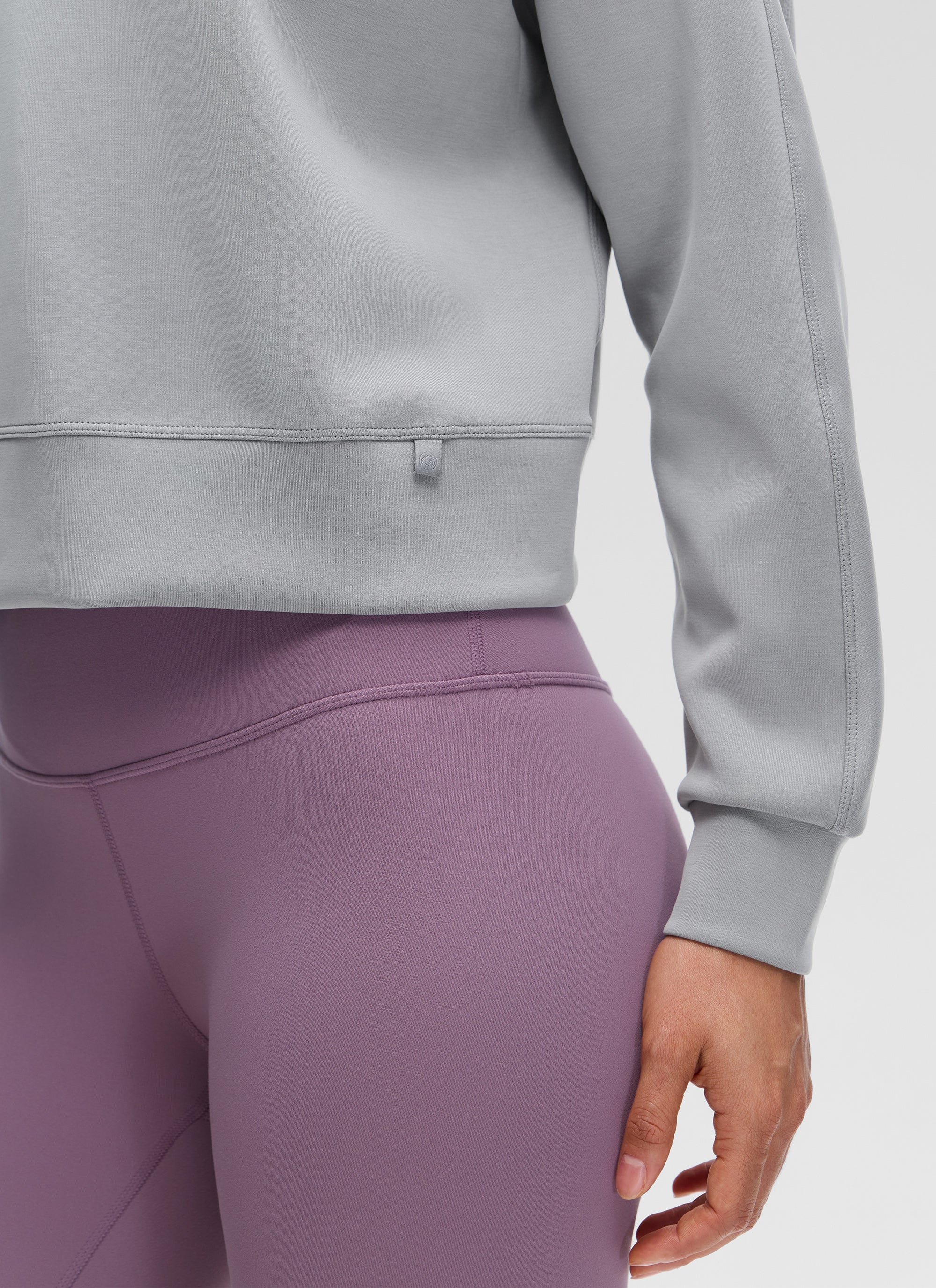 CRZ YOGA Womens SoftAura Basic Casual Sweat Shirt Crew Neck Pullover Rhino Grey